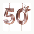 Vela de Cumpleaños 50 Dorado 3D para Pasteles, Decoraciones para