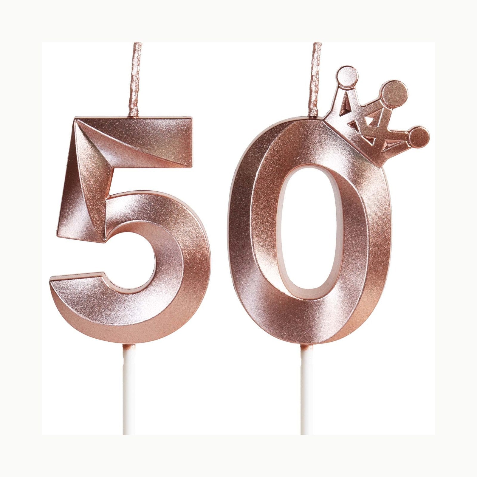 Vela de Cumpleaños 50 Dorado 3D para Pasteles, Decoraciones para
