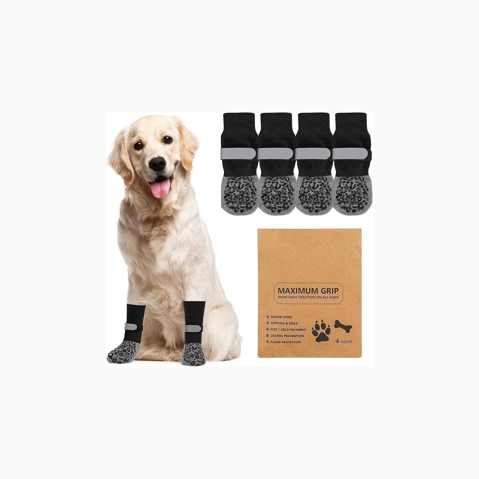 QKURT Calcetines Antideslizantes de Interior para Perros, 2 Pares de P