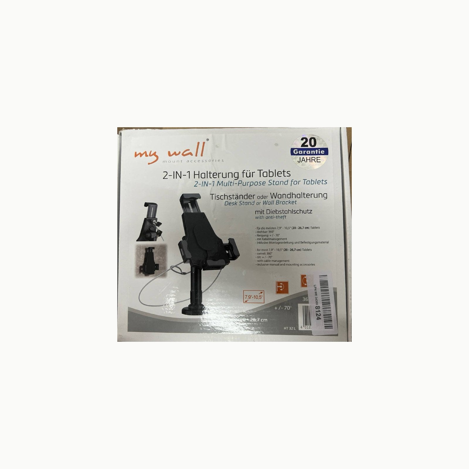 my wall HT32L - Soporte Universal para Tablet 2 en 1, con protección