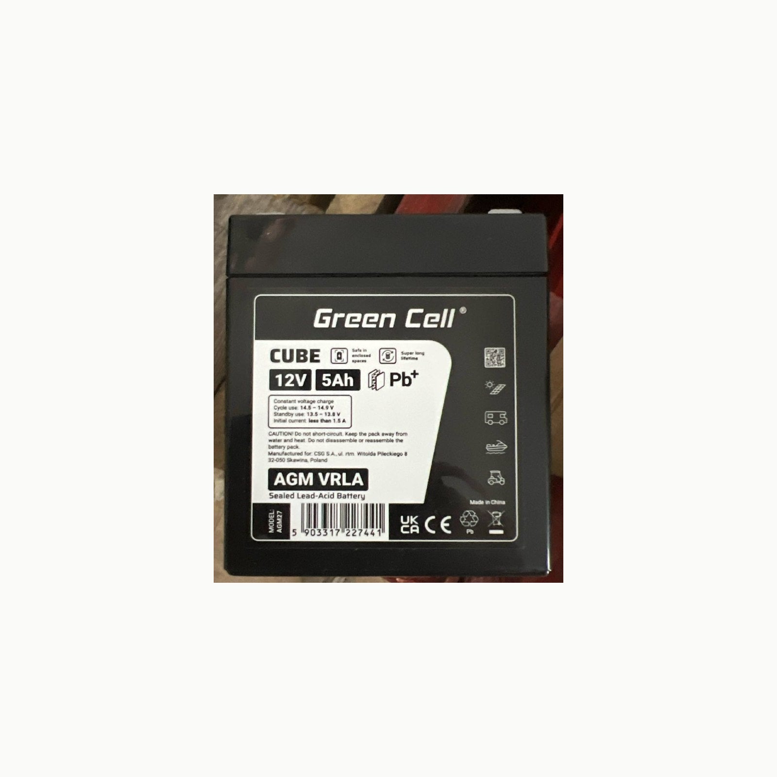 Green Cell Batería AGM VRLA 12V 5Ah \- Batería sellada sin Mantenimien