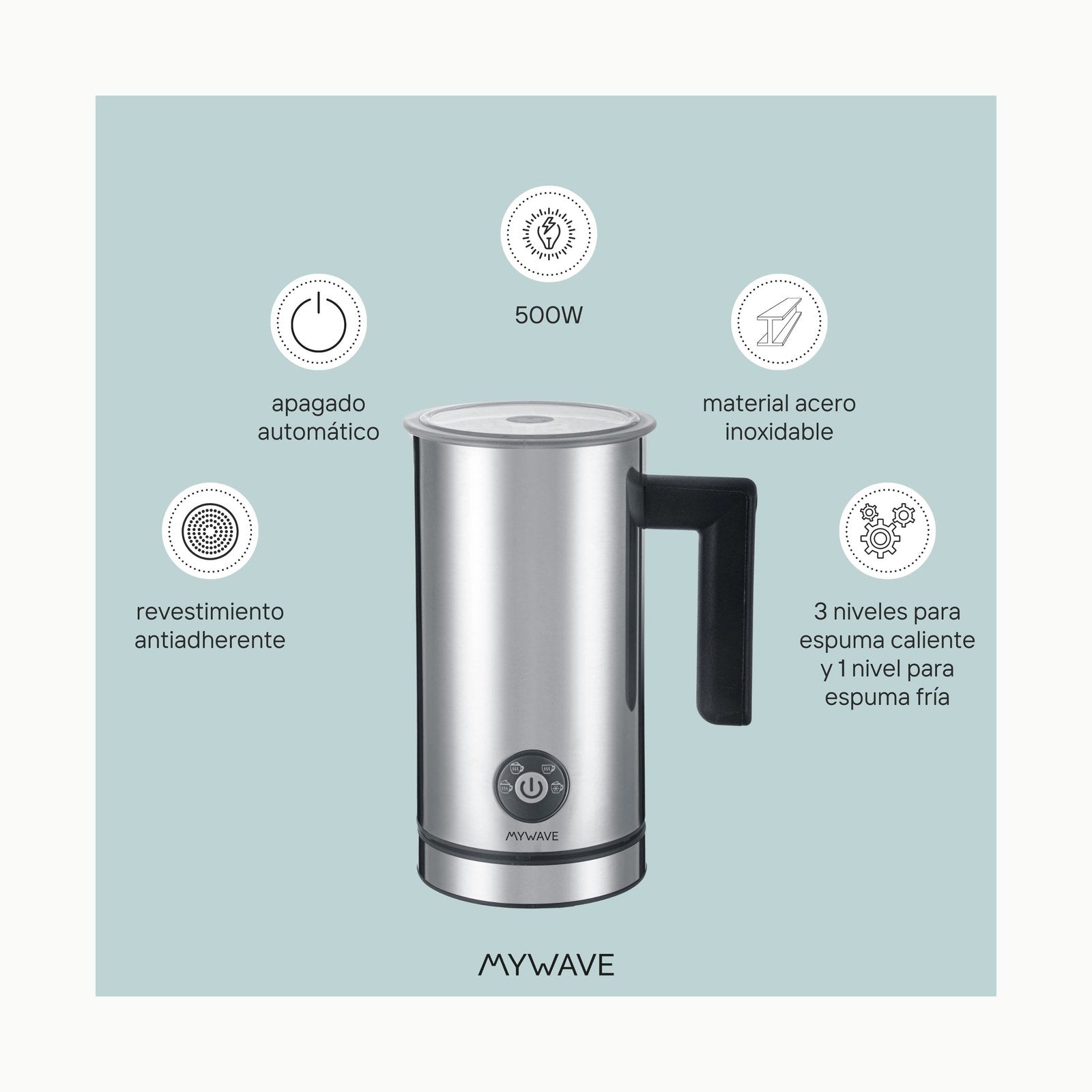MyWave - Espumador de Leche - Potencia 500W - Consigue la Espuma