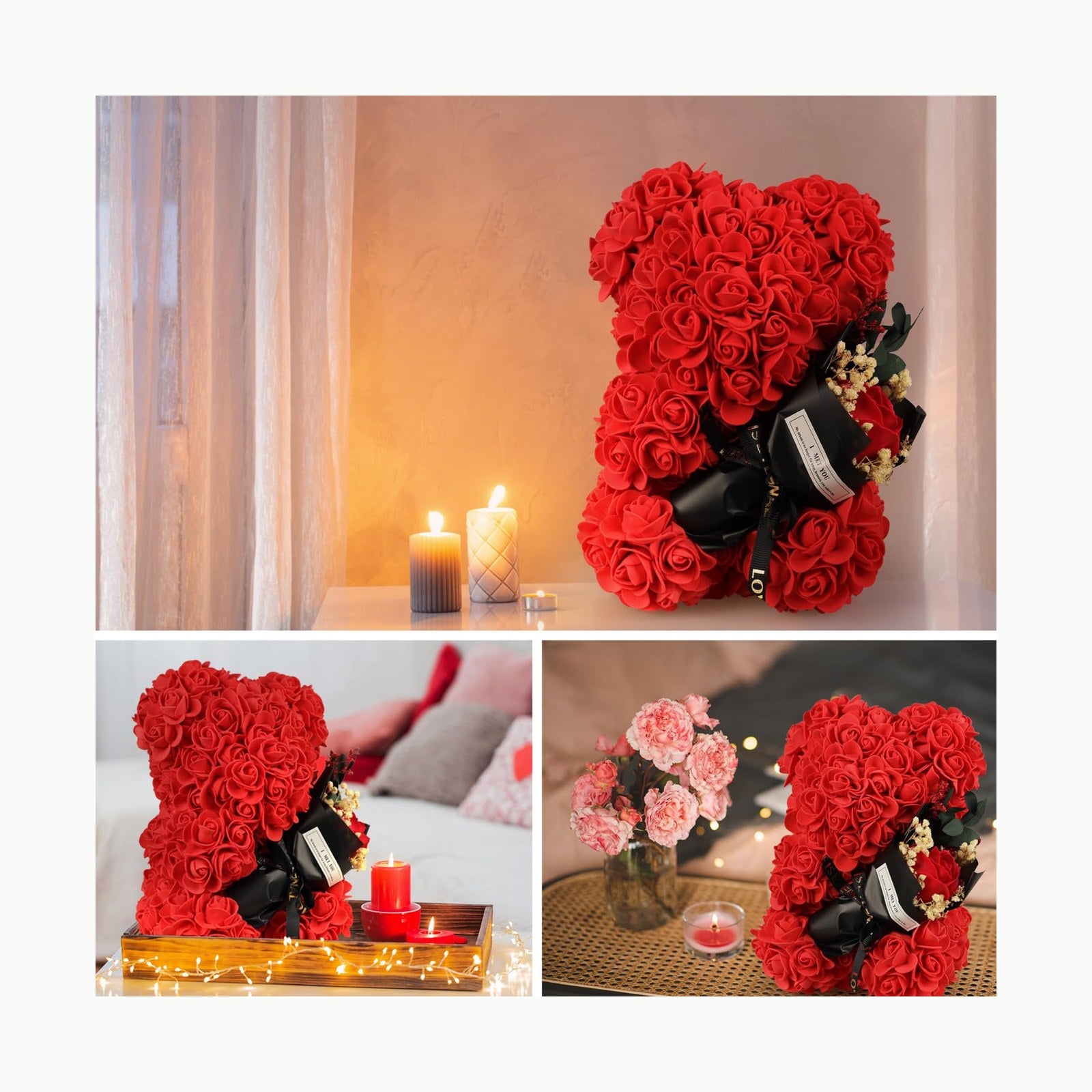 ASANMU Oso de Rosas, Oso de Peluche Rosa Regalo de Oso Rosa Creativo c
