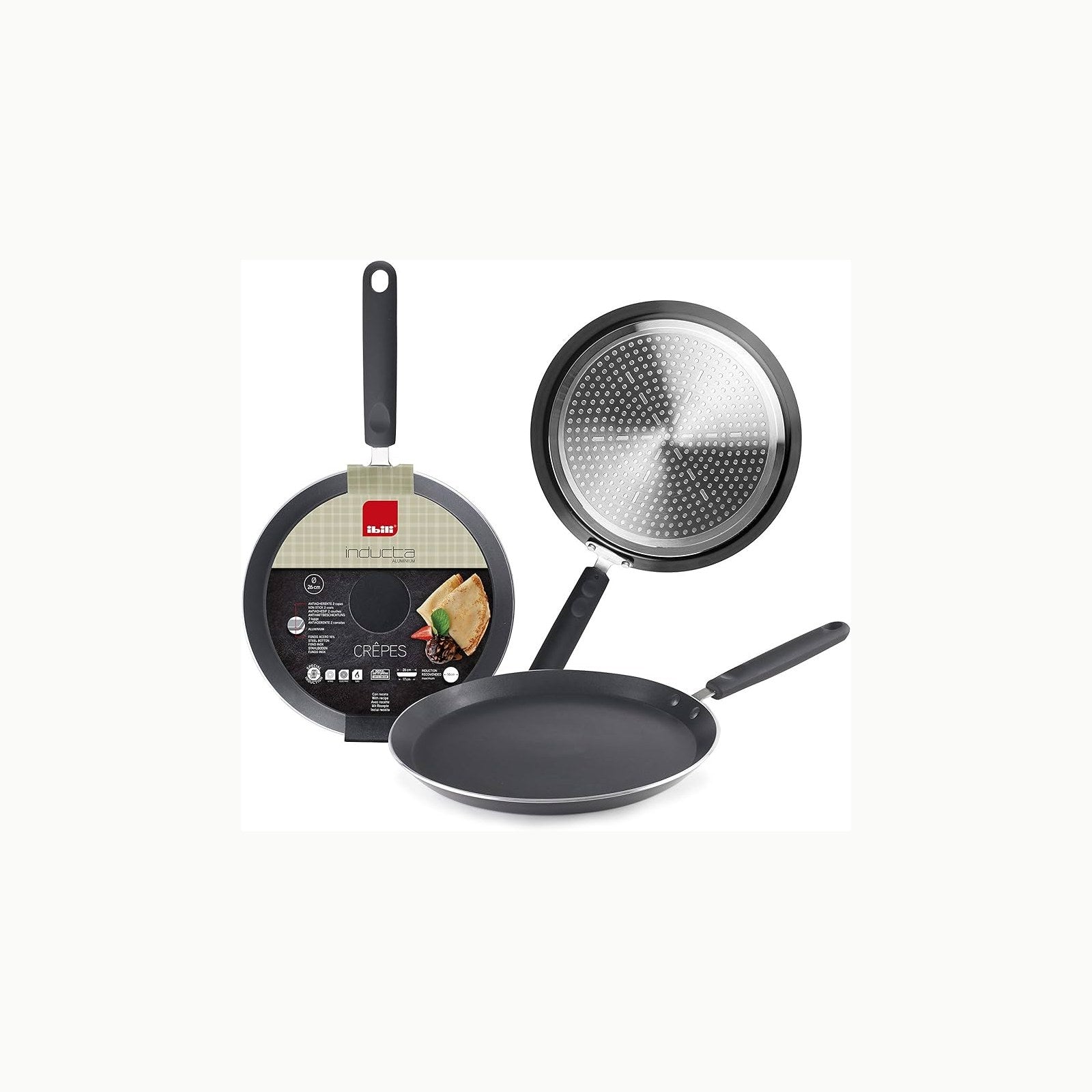 IBILI 405826 Sarten de crepes indubasic, Negro, 26 cm