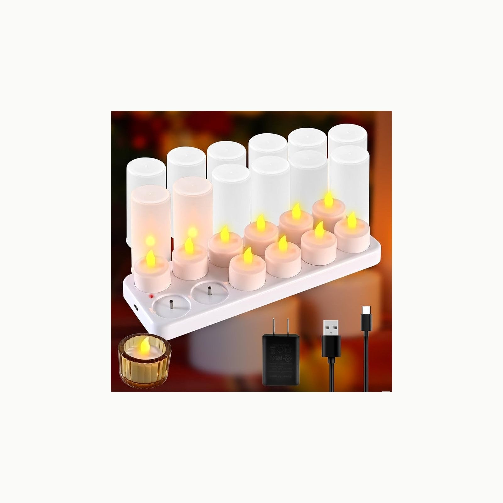 Velas LED sin Llama 12 Velas Recargables Luces Decorativas Velas de Na