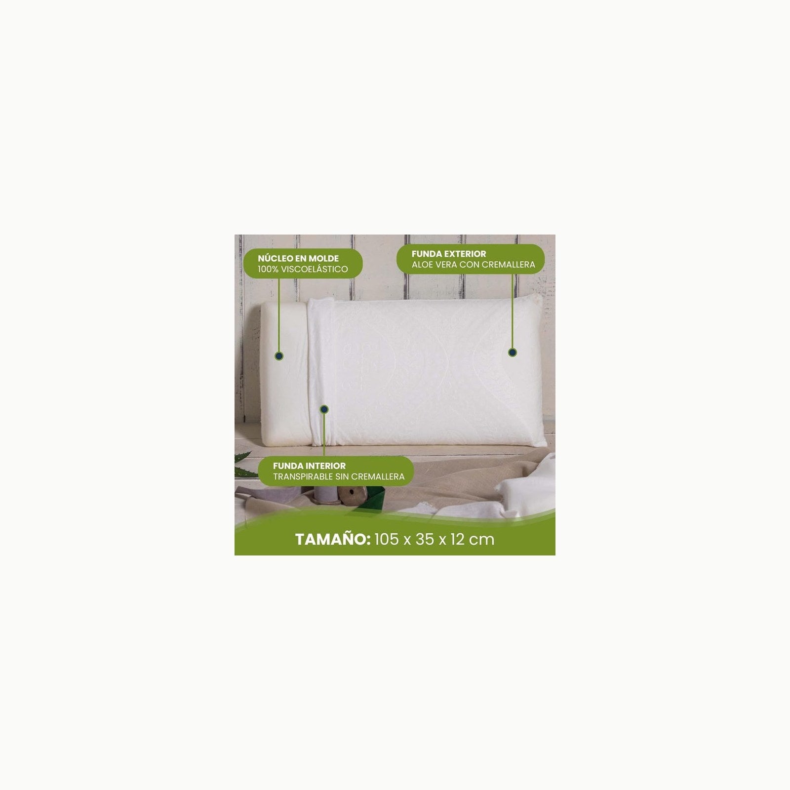 Savel - Almohada Antiácaros con Tejido 100% algodón \| Firmeza Media