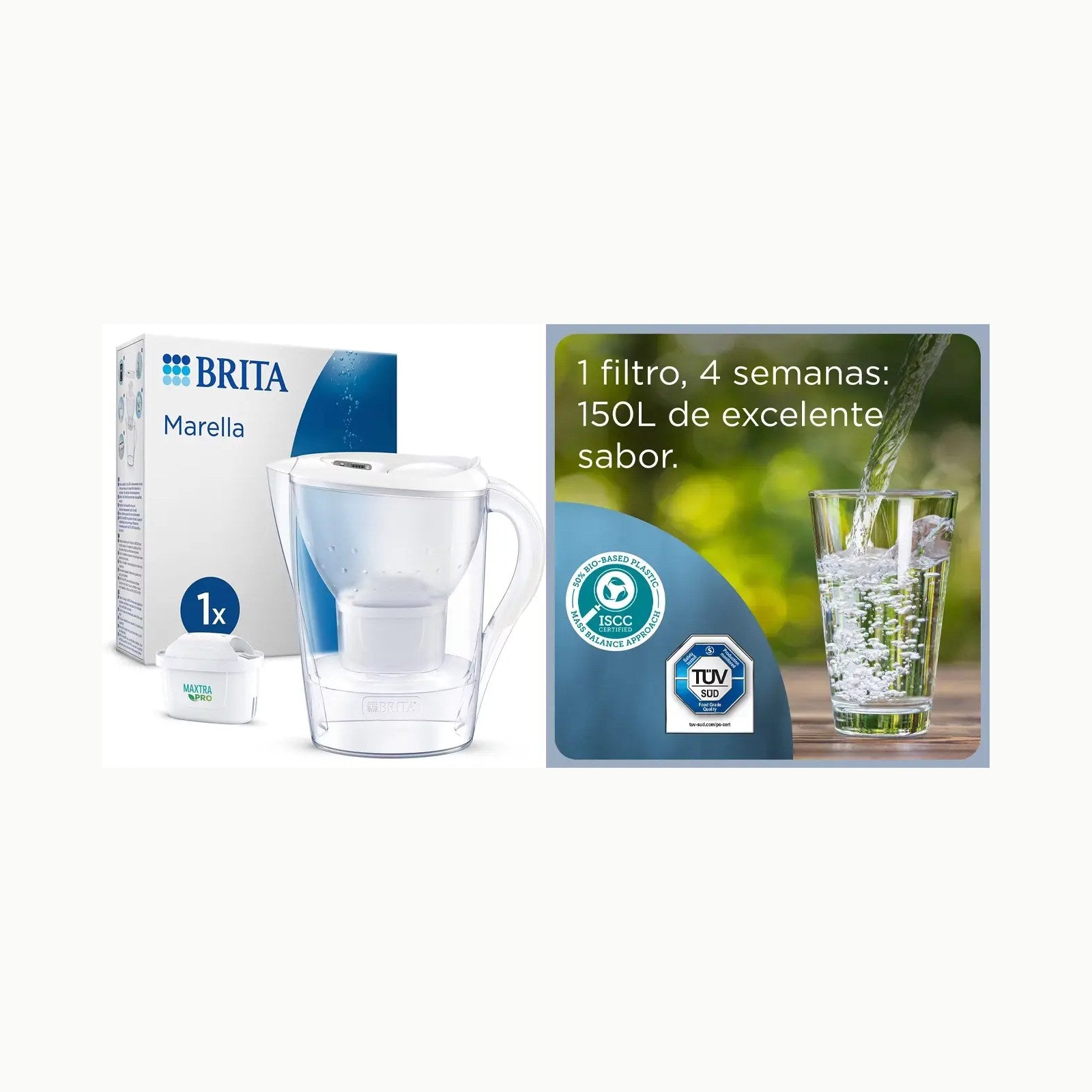 BRITA Jarra de cristal azul (2,5L) incl. 1x filtro MAXTRA PRO All-in-1