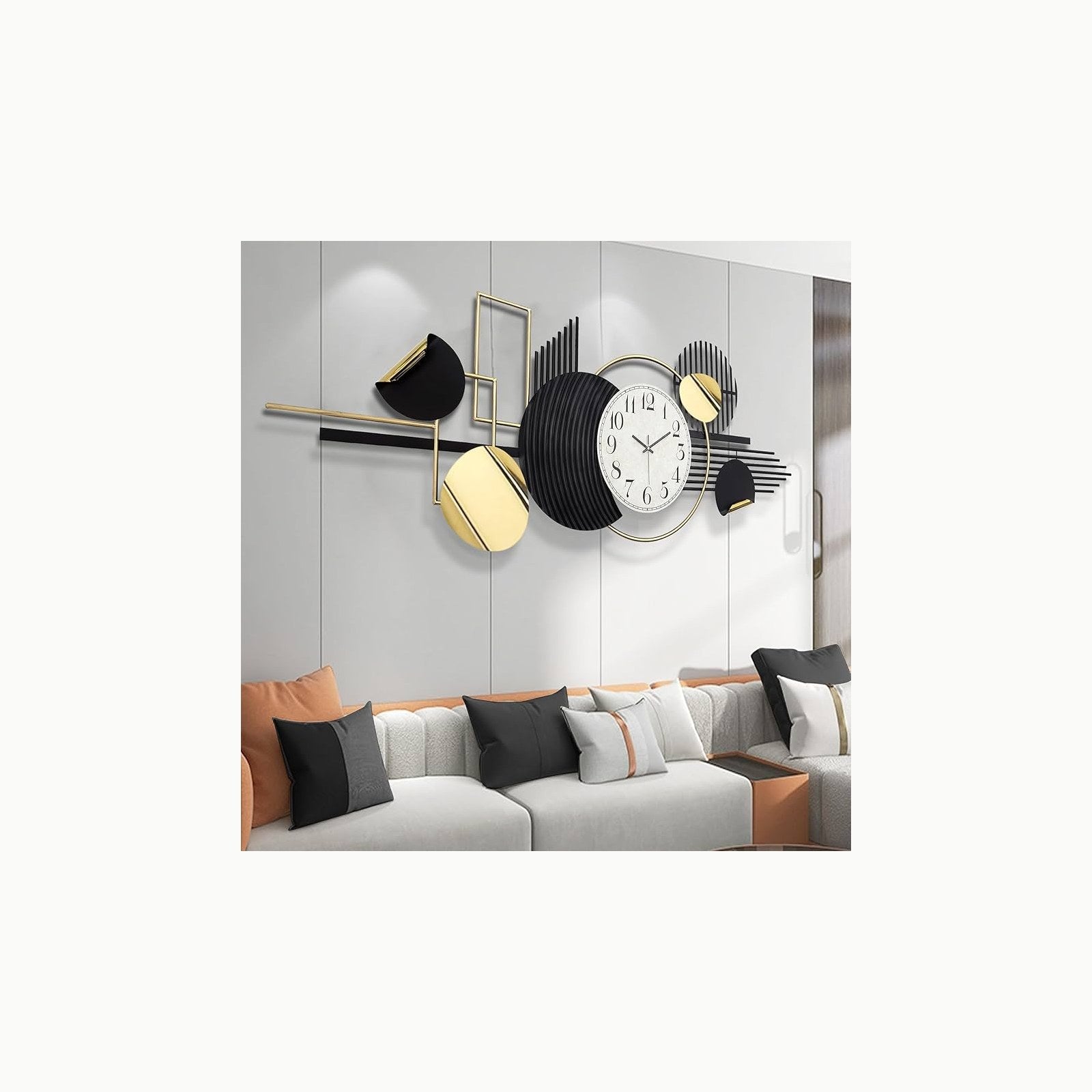 n8n Agujas 3D Reloj de Pared Grande DIY, Mecanico Reloj Sin Marco Sile