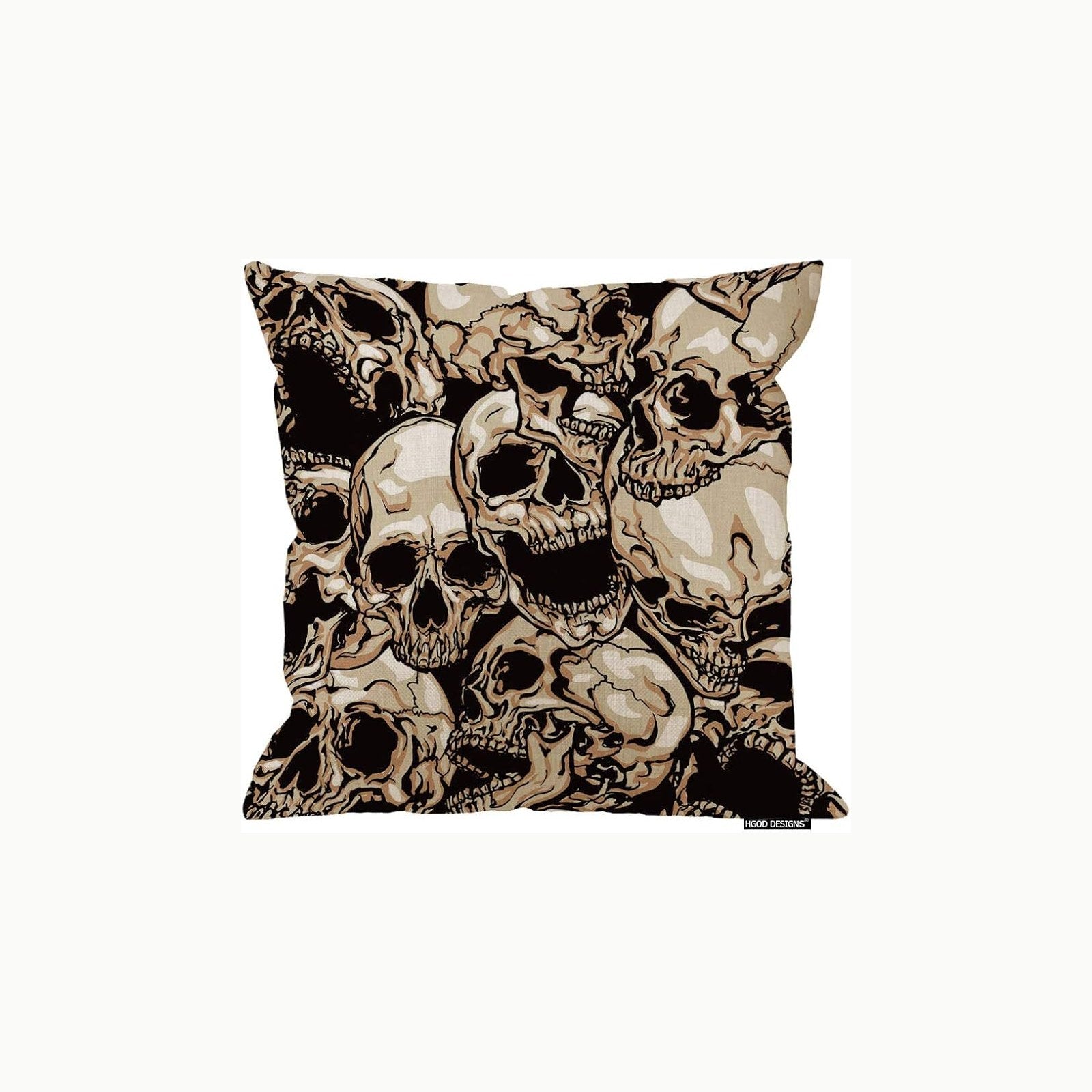 HGOD DESIGNS Funda de cojín con diseño de calavera, estilo medieval, e