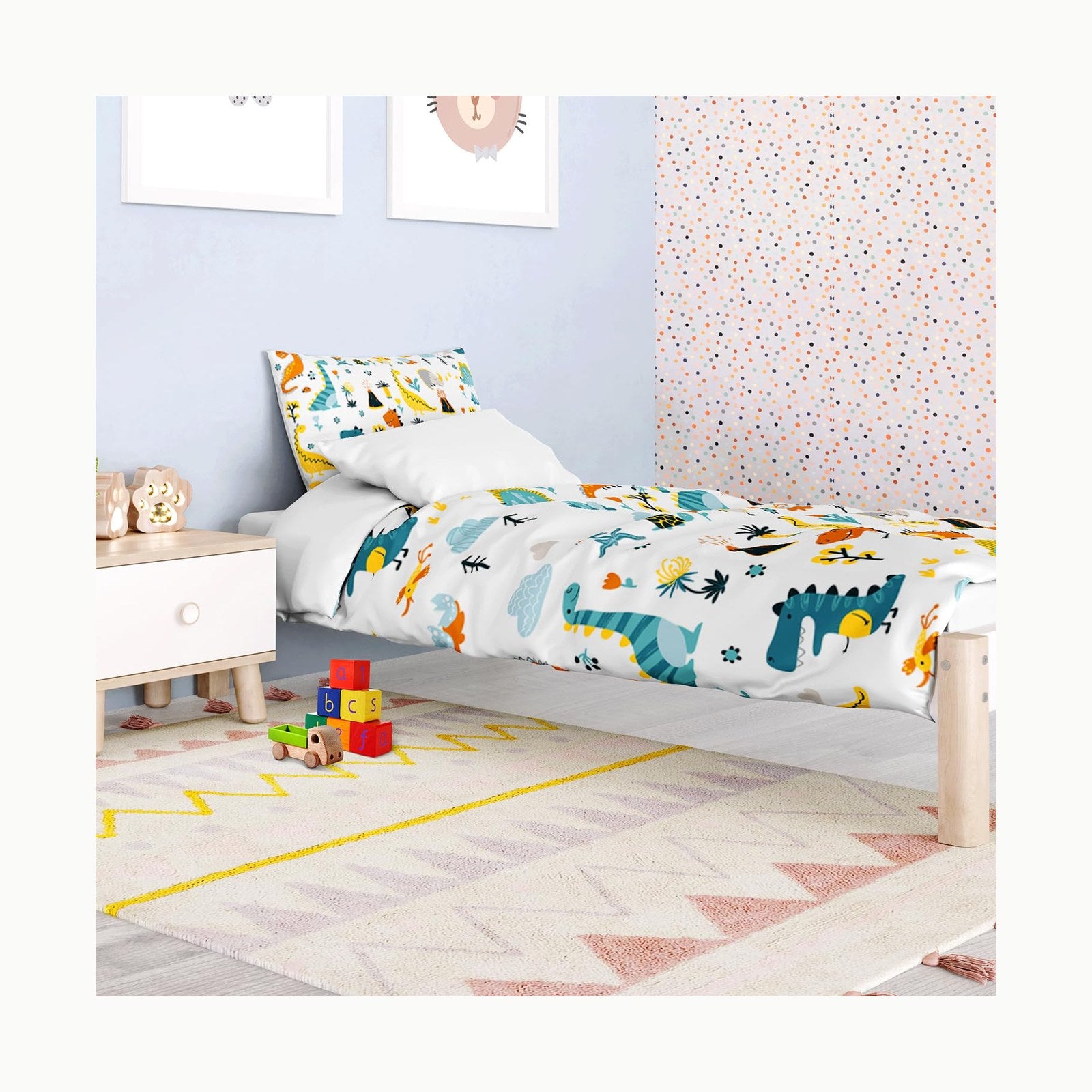DJDEA - Funda nórdica infantil de 90 x 190 cm, diseño de dinosaurios