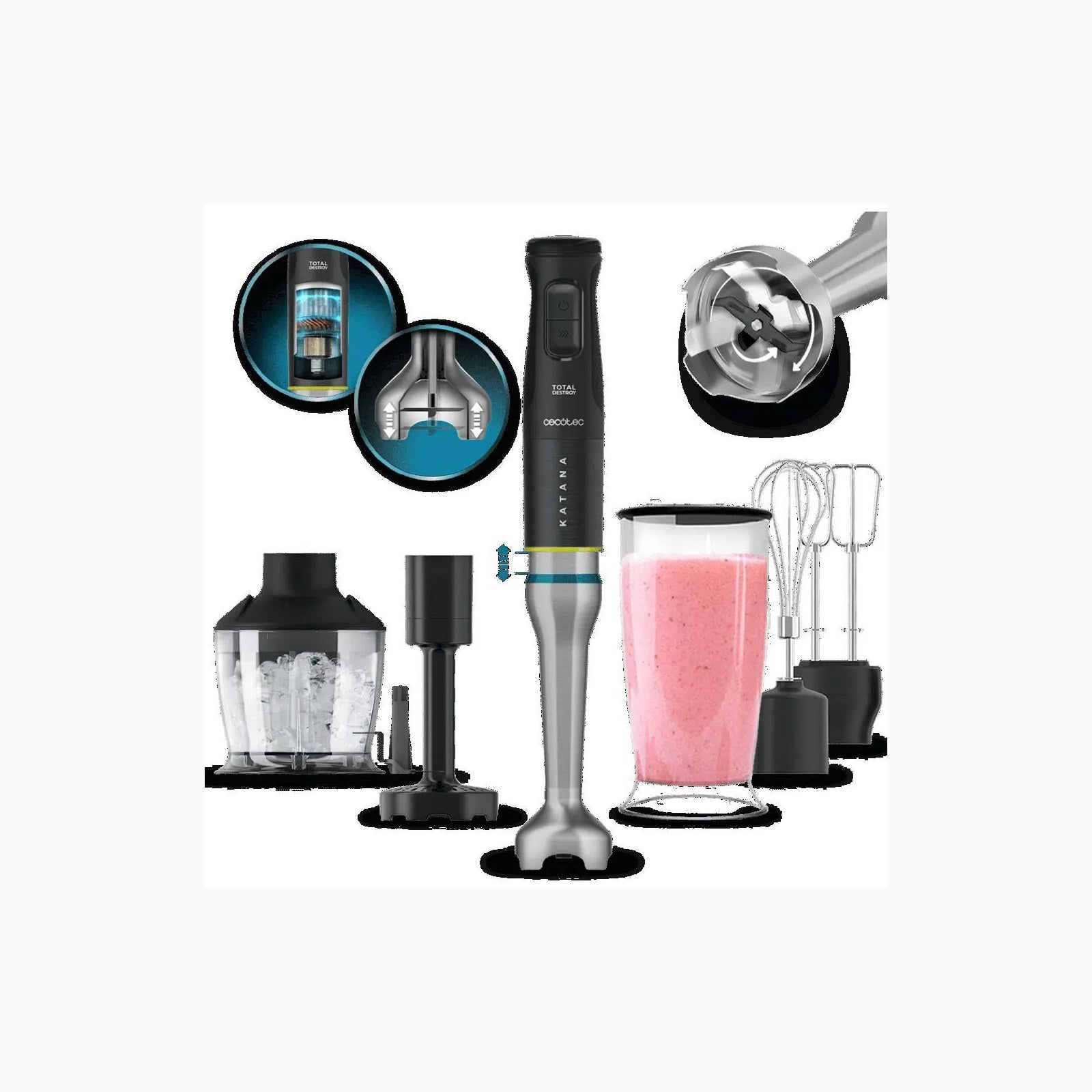 Cecotec Batidora de mano Power TitanBlack 1200 XL Cream. 1200 W, Tecno