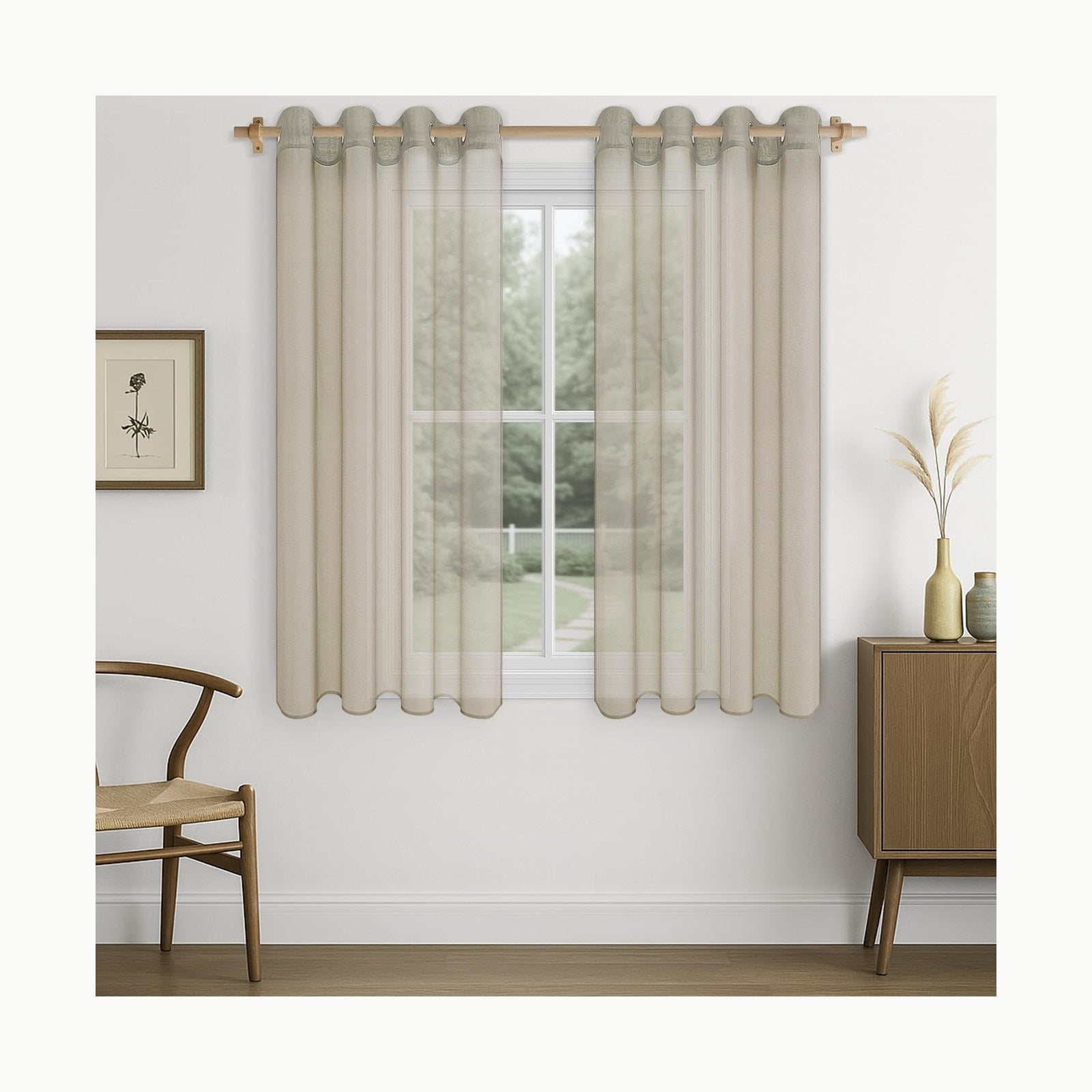 Cortinas Translucidas MIULEE Cortinas de Salon Lino Visillo Dormitorio