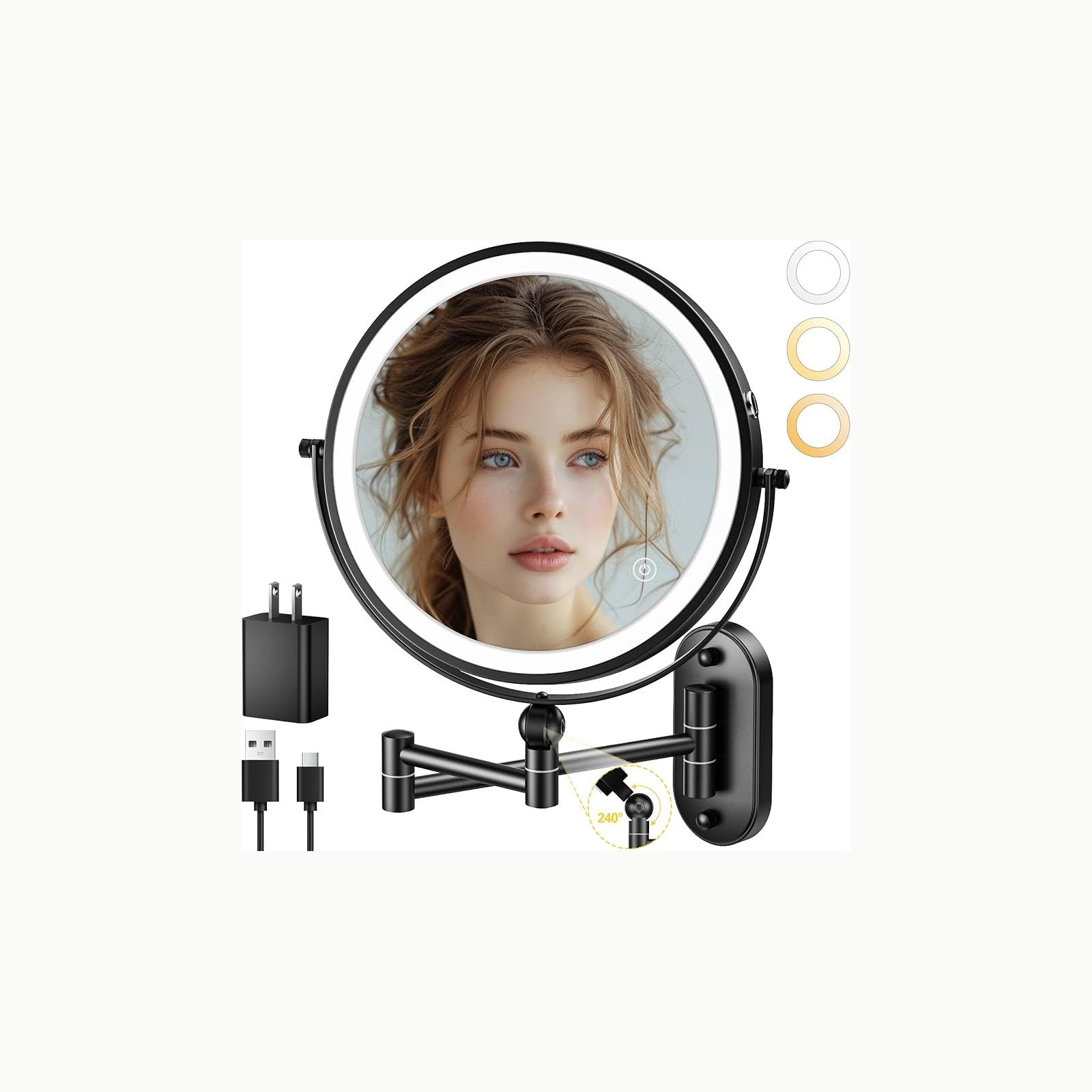 n8n Wall Mounted Mirror 9" Wall Mounted Makeup Mirror