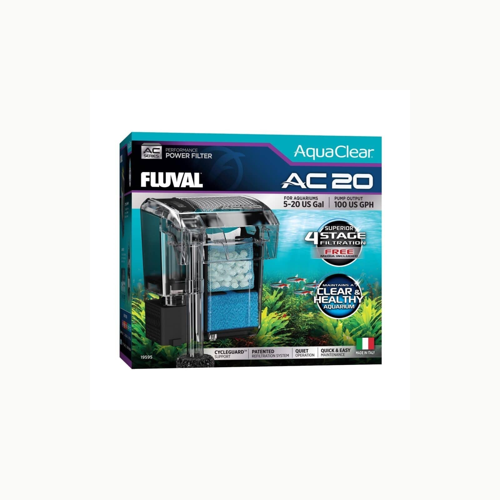 Filtro de Mochila AC20 Fluval Filtro de Mochila para Acuario AquaClear