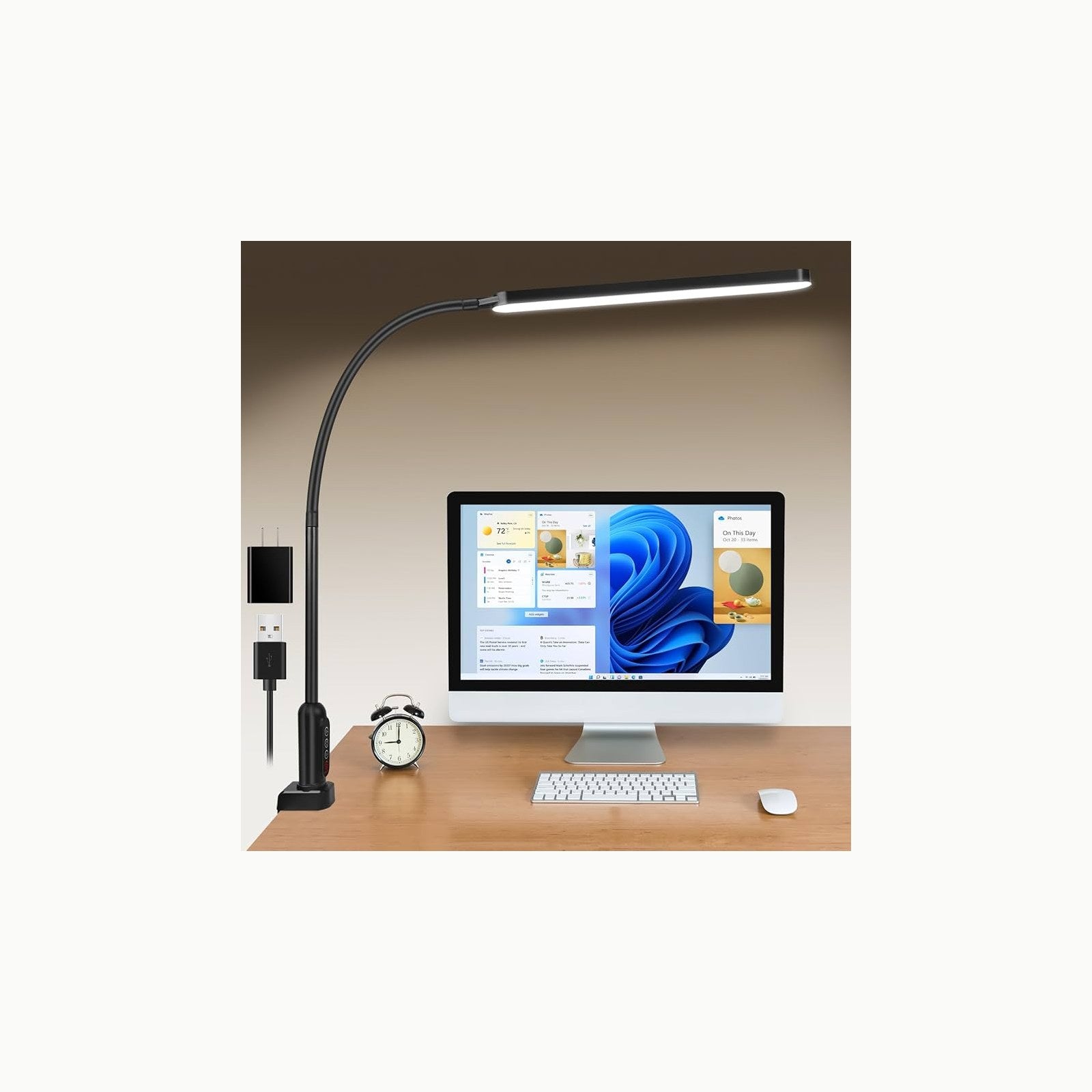 BIENSER \- Lámpara de escritorio LED, 10 W, cargador de inducción y US