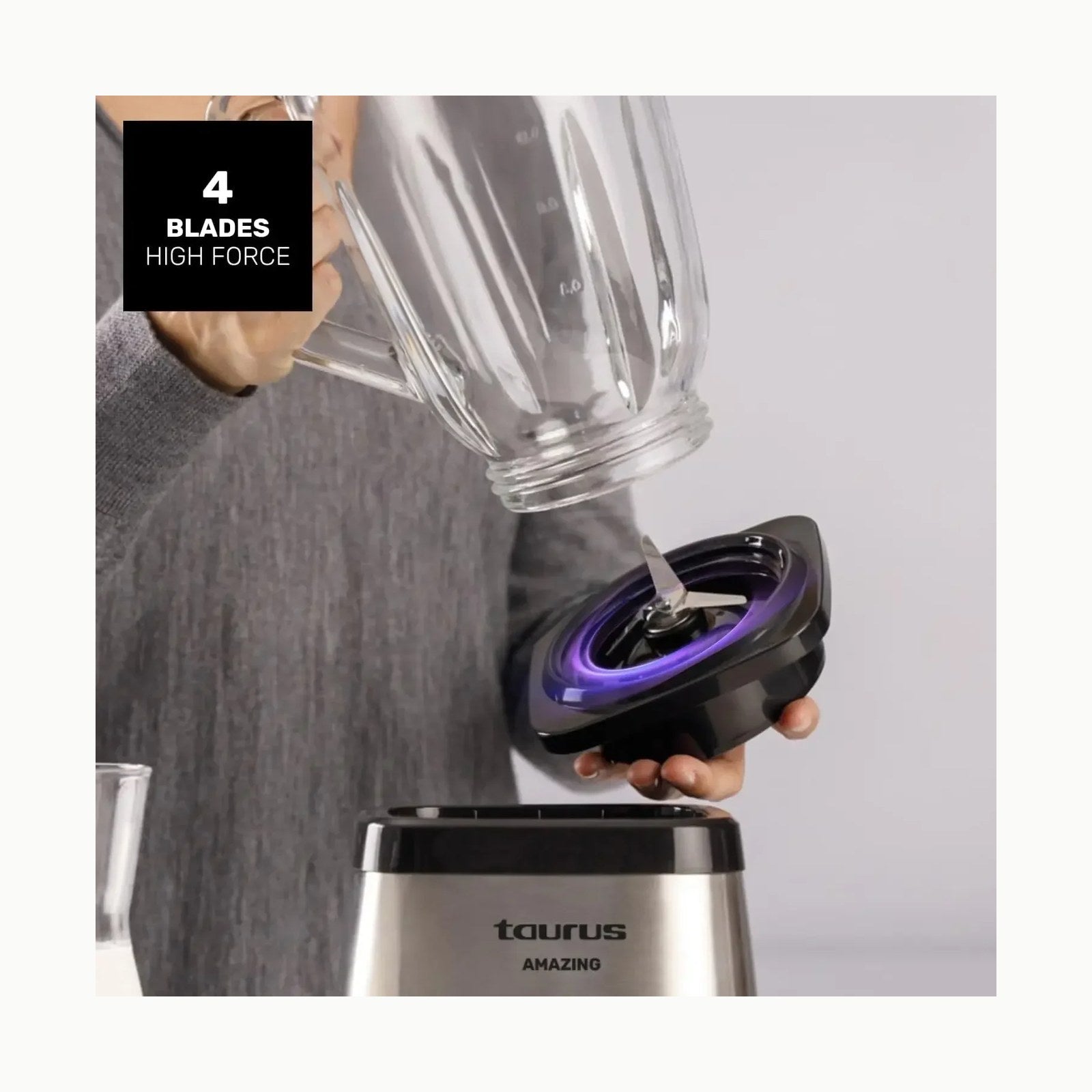 Taurus Amazing - Batidora de vaso JB1200XC, 1200W, Jarra de cristal