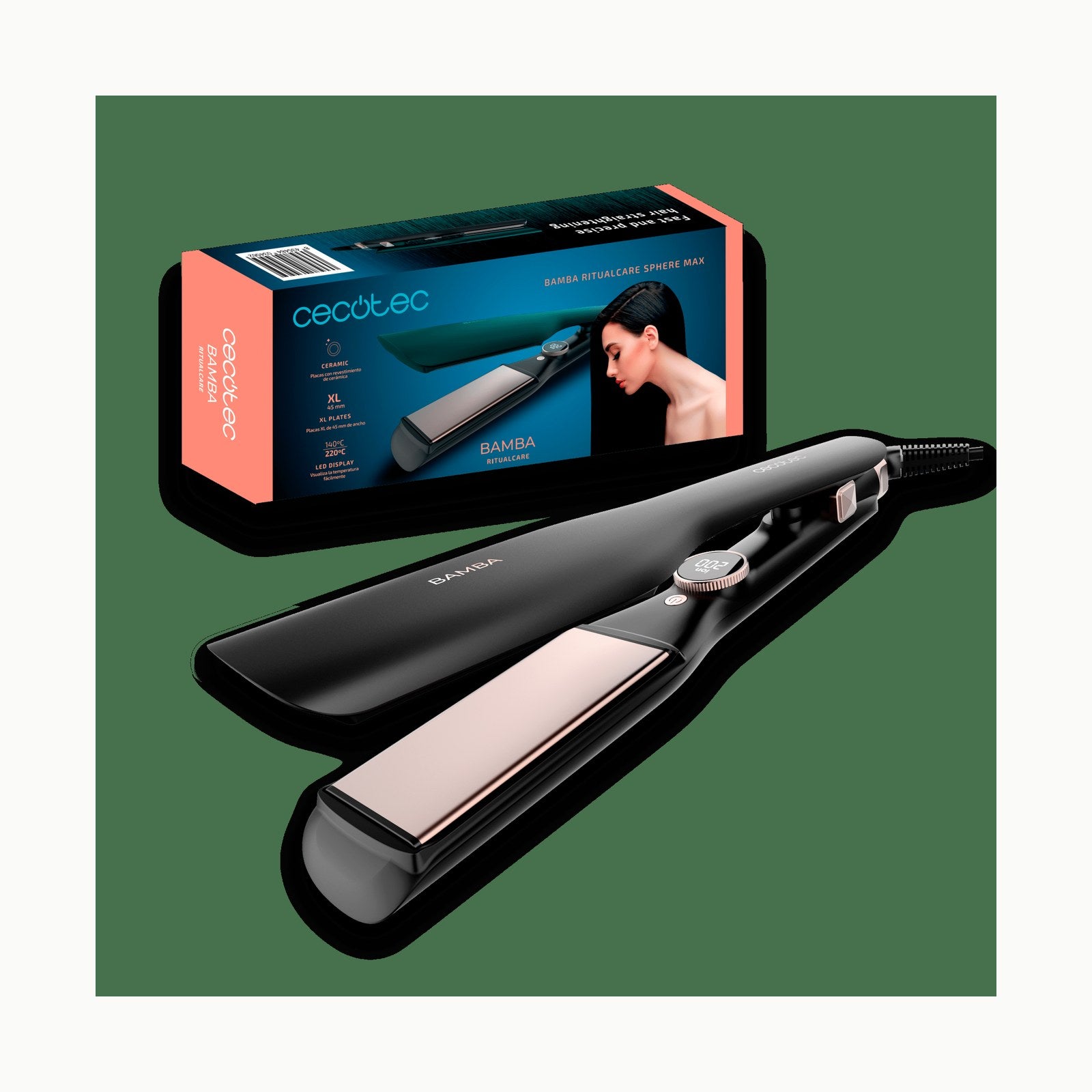 Cecotec Plancha de Pelo con Aire AirLisse 2in1 ForceDry Champagne. 112