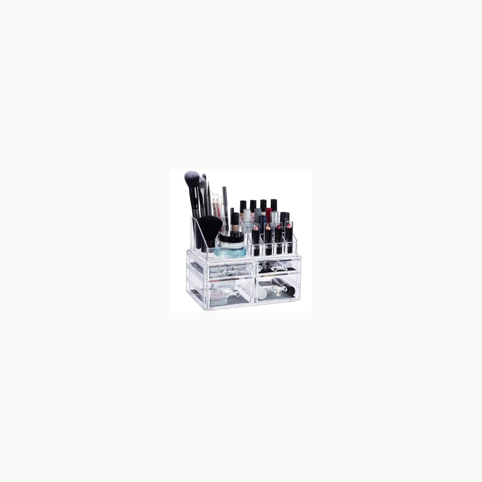 Portatrucco Organizer per Make Up con 4 Cassetti da Bagno, Trasparente