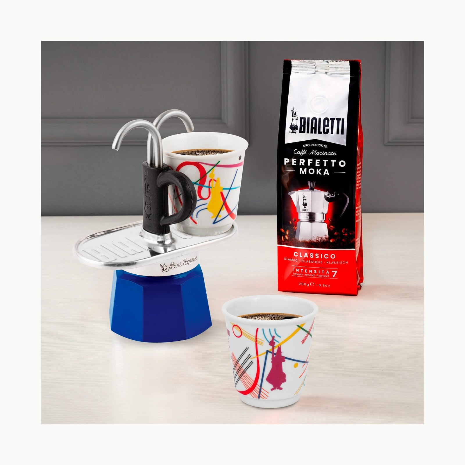 Bialetti - Mini Express Kandisky: Set con Cafetera 2 Tazas \(90 Ml\)