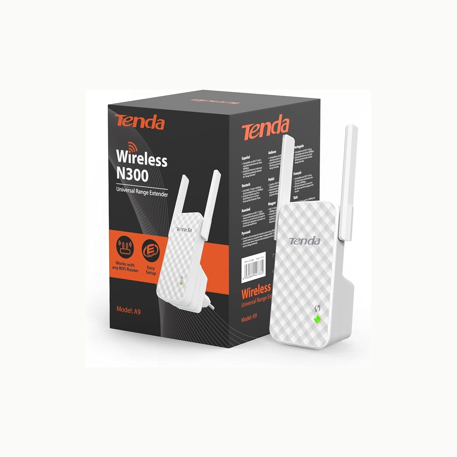 Tenda A9 N300 Repetidor de red Wifi Extensor Amplificador de Cobertura