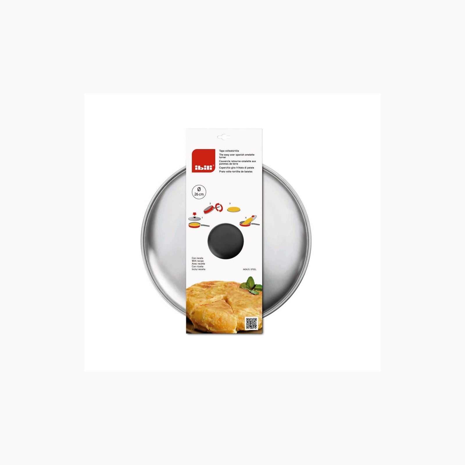IBILI 715830 Tapa voltea tortillas, Acero inoxidable, Incluye