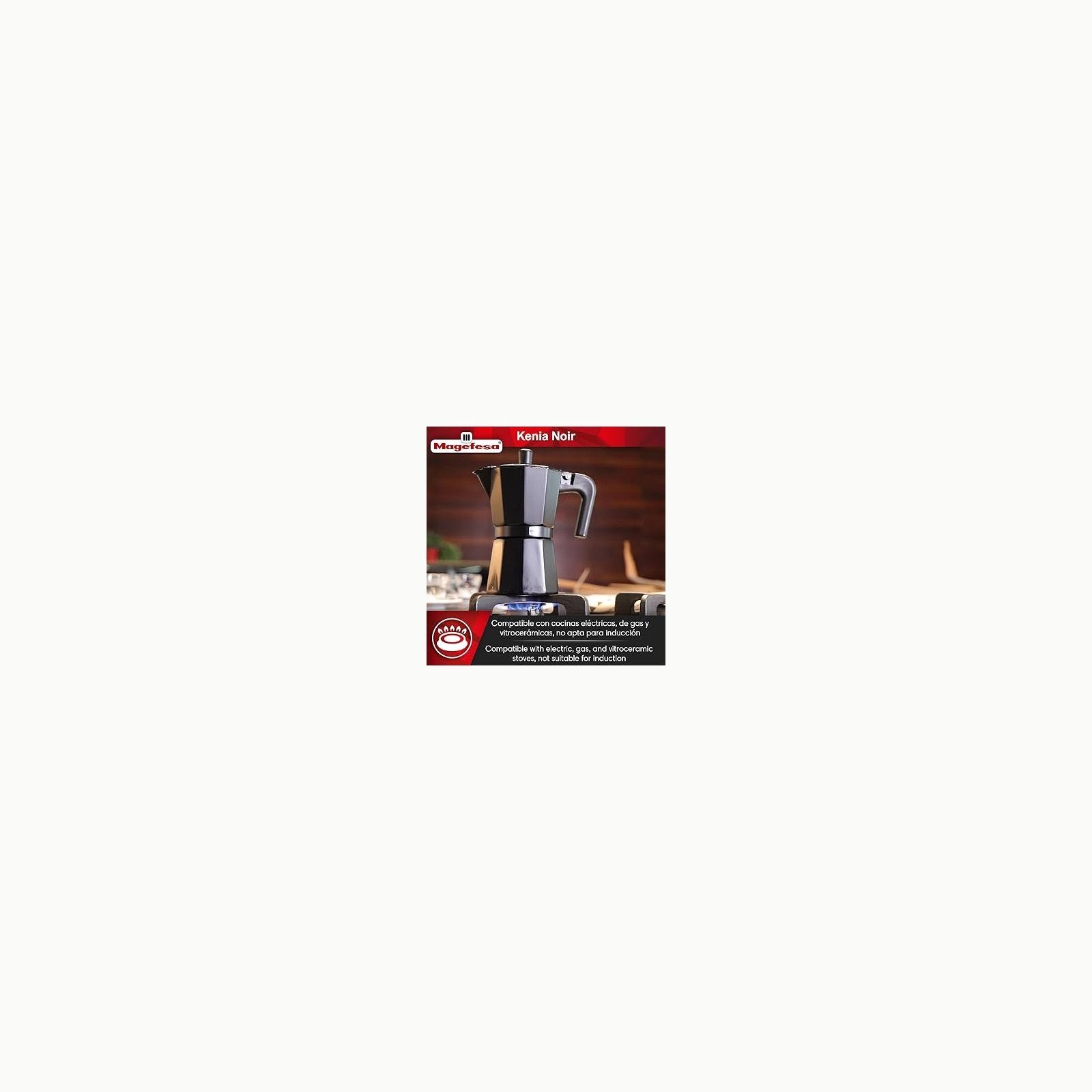 MAGEFESA Kenia Noir - Cafetera Italiana 3 Tazas, Aluminio Esmaltado, M