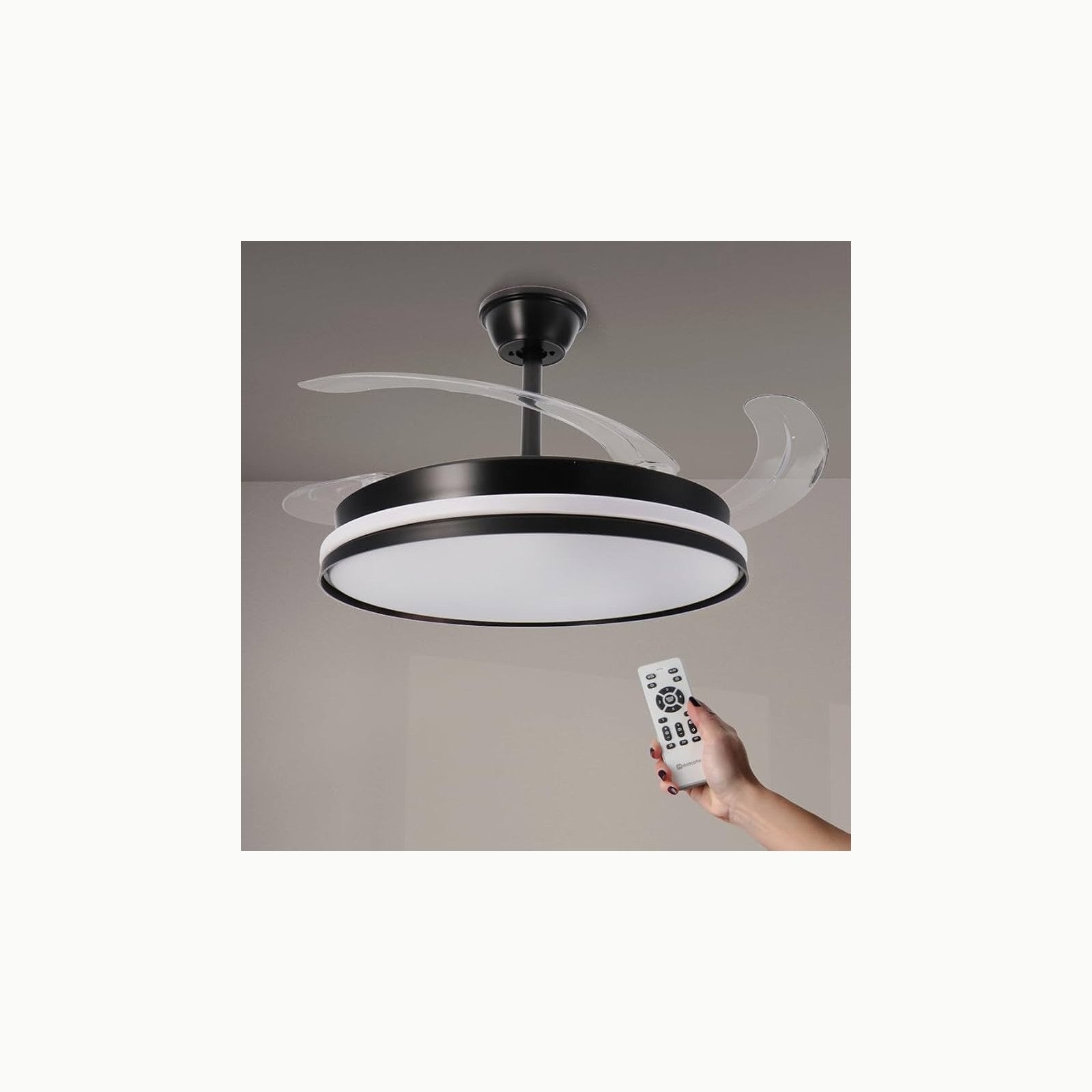 M mimotec - Ventilador de Techo con luz Led Messe 72W Blanco, Mando