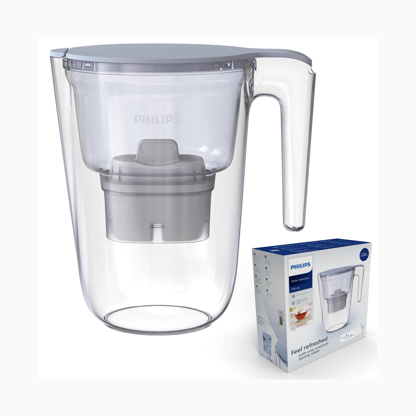 Philips Water Filtro de jarra \+ 3 cartuchos de filtro de repuesto, Fi