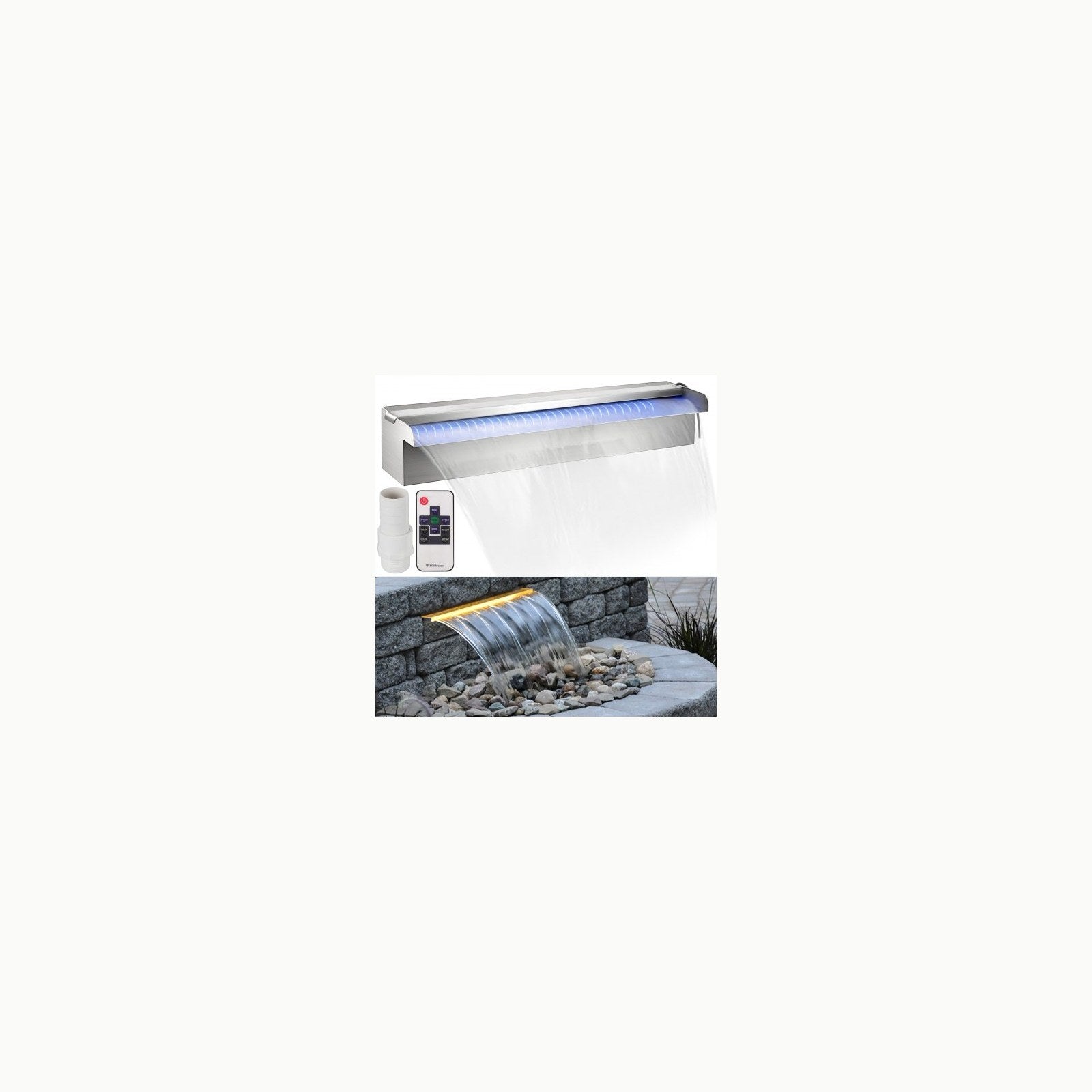 VEVOR Cascada de Agua de Acero Inoxidable 45 x 11.4 x 7.8 CM Fuente de