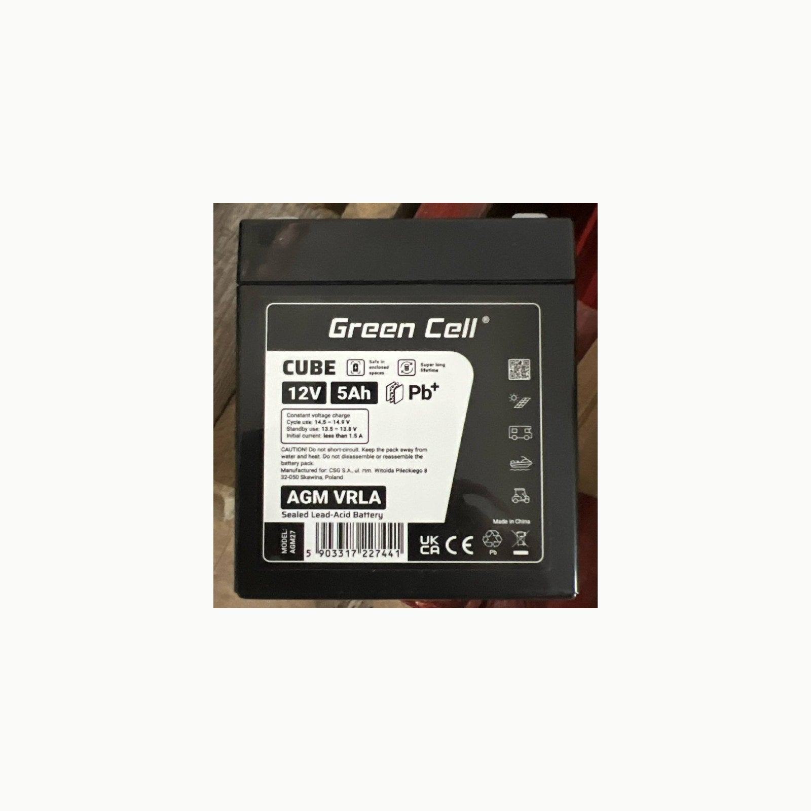 Green Cell Batería AGM VRLA 12V 5Ah \- Batería sellada sin Mantenimien