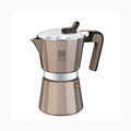 BRA Elegance Cafetera Italiana, Acero Inoxidable, Gris y Rojo, 6 tazas