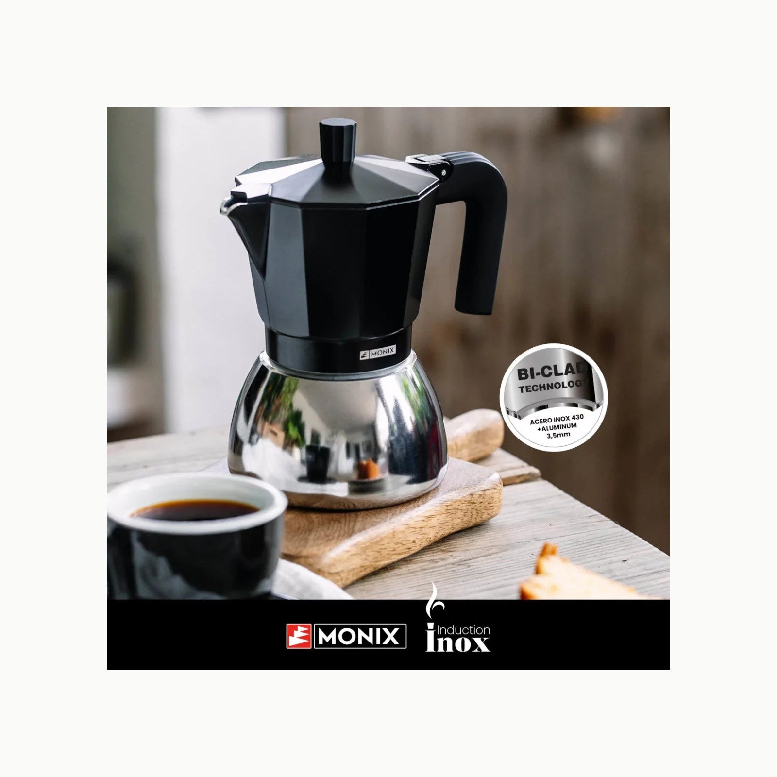 Monix Induction Express Cafetera italiana de inducción, aluminio, colo