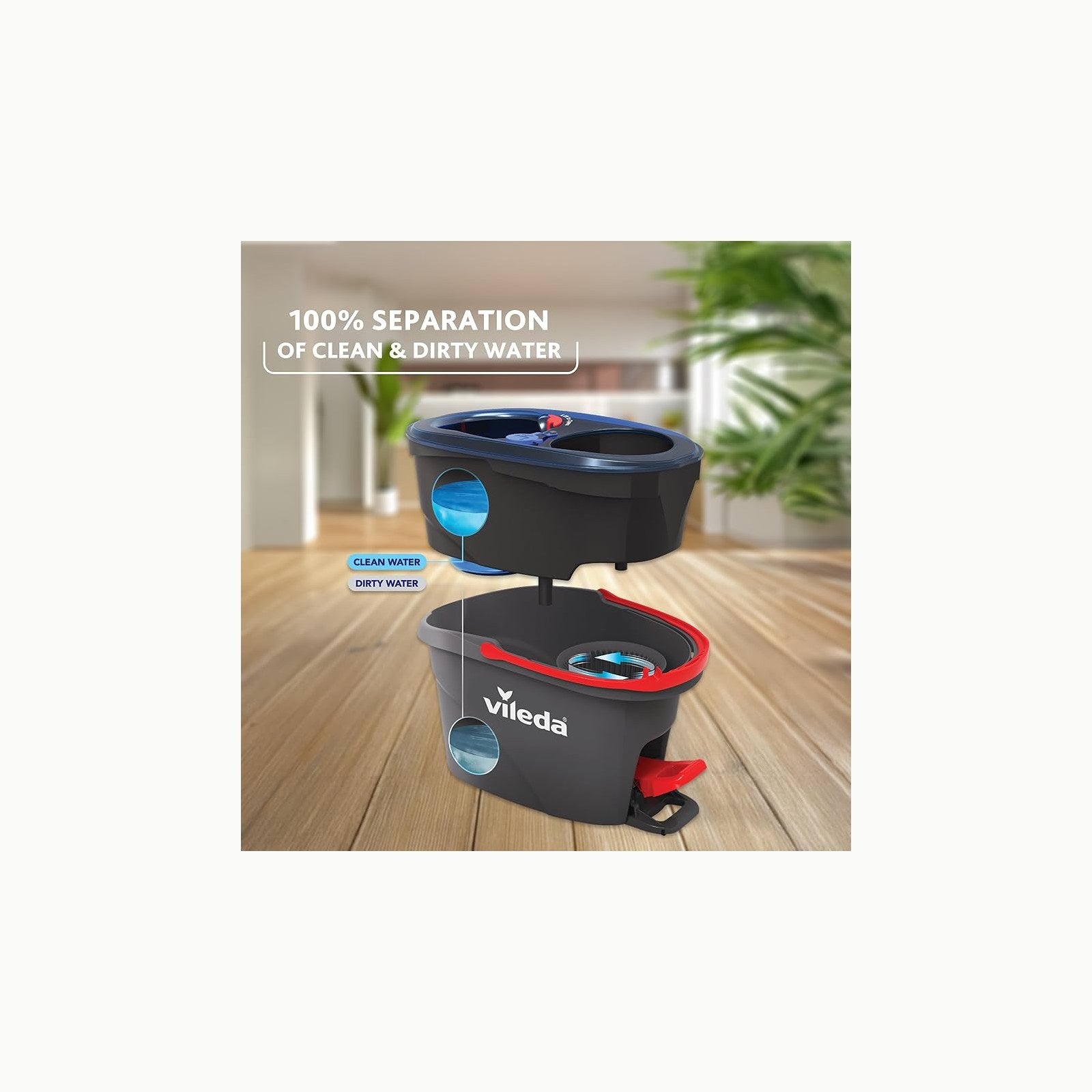 Vileda H2PrO Spin Sistema de Mopa, Doble Cámara de Separación de Agua,