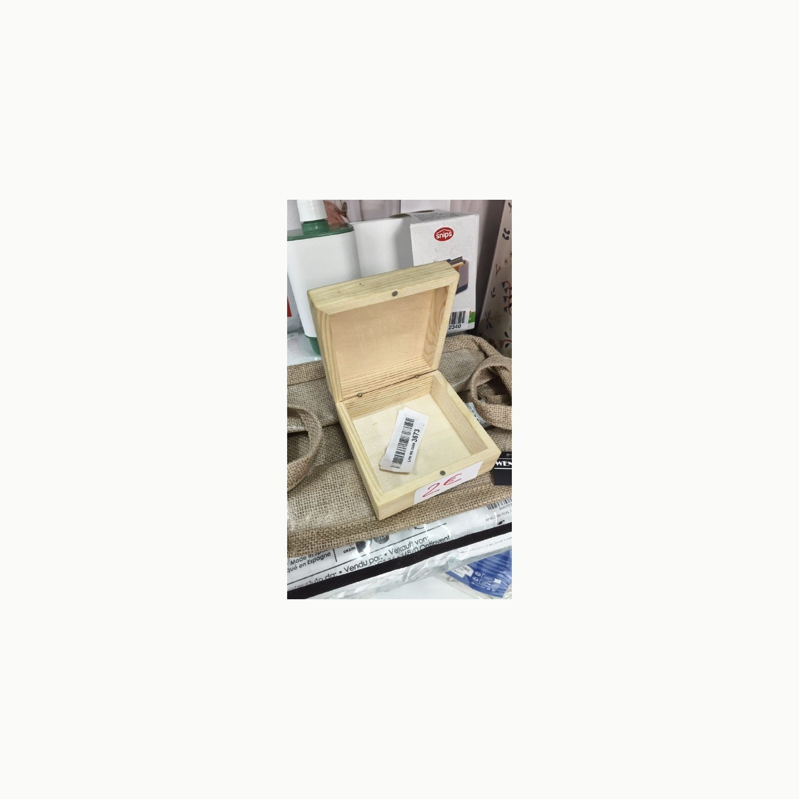 Artemio Boîte Carré, Bois, Beige, 10 x 10 x 5 cm