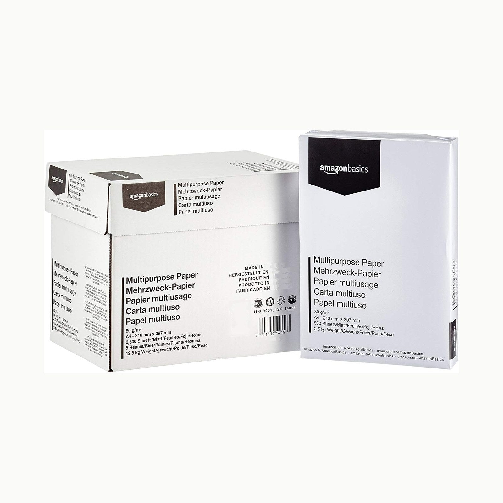 Papel multiusos A4 Amazon Basics Papel multiusos para impresora A4 80g