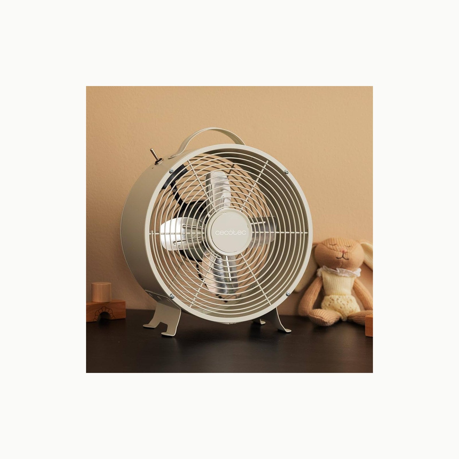 Cecotec Ventilador de Sobremesa EnergySilence 800 RetroDesk Beige, 20W
