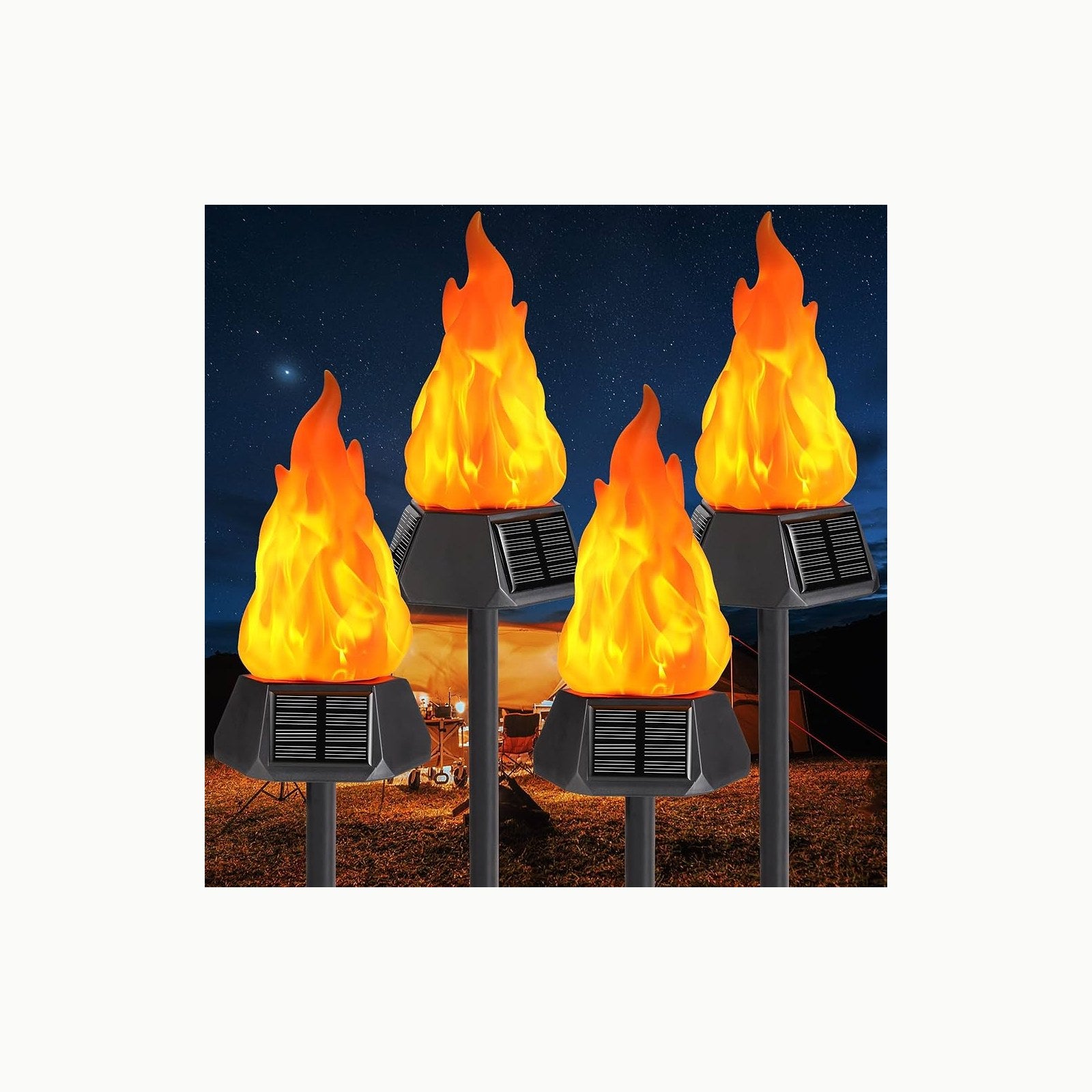 FIFlying Luces de Llamas Solar Exterior Jardin, 6 Piezas Antorchas Sol