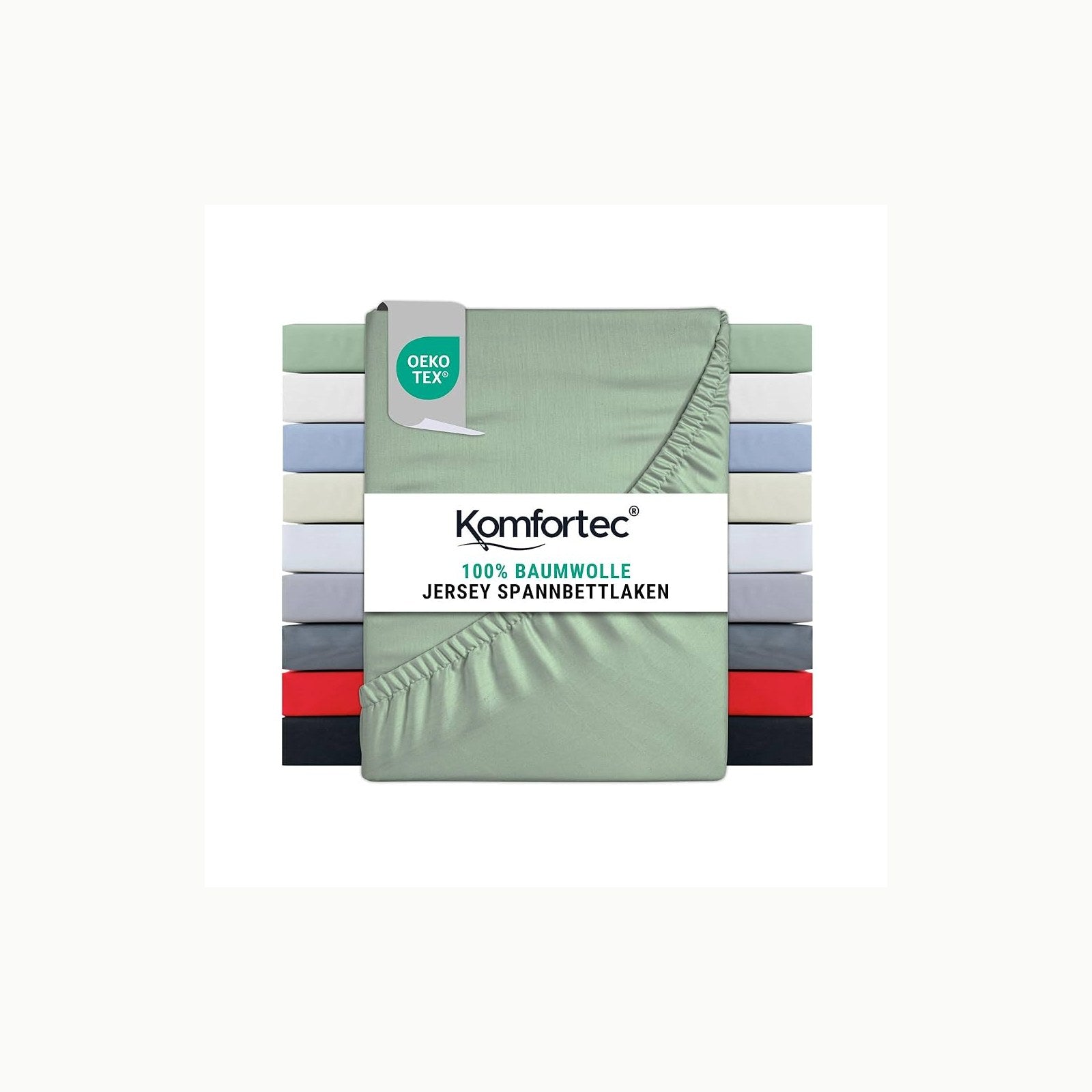 Komfortec Spannbettlaken Jersey 100% Baumwolle – 90x200 cm – 135g/m² –