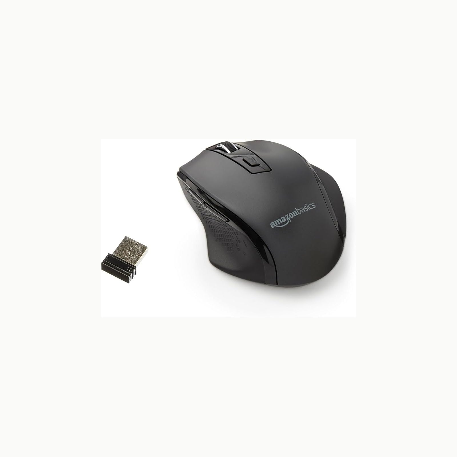 Amazon Basics Ratón inalámbrico ergonómico, DPI ajustable, negro