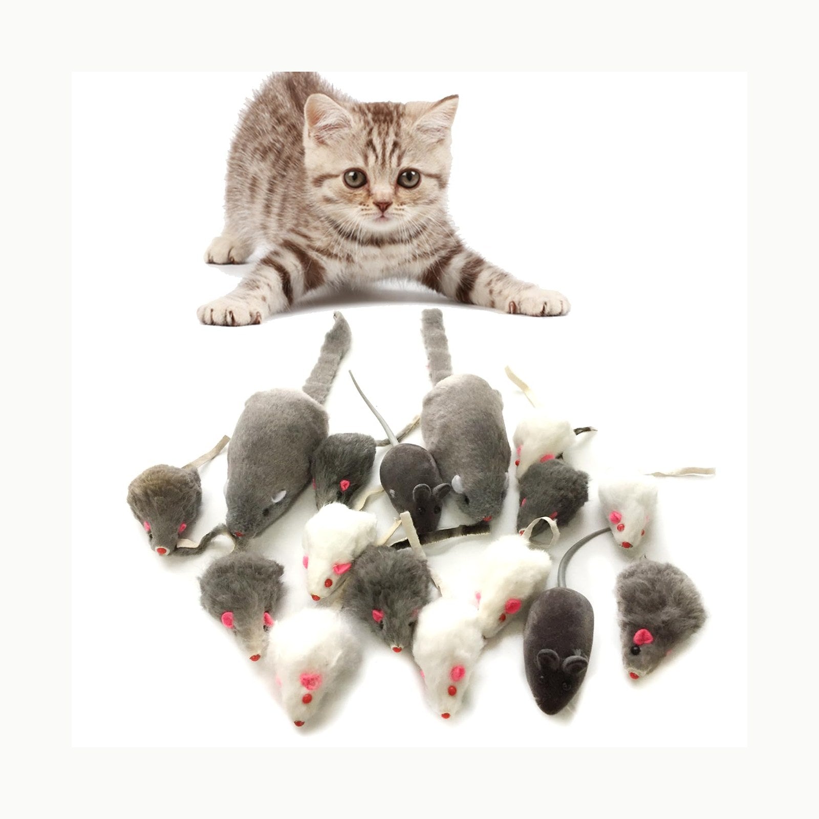 QUOZUO Juguetes de ratón para gatos, juguetes peludos para mascotas co