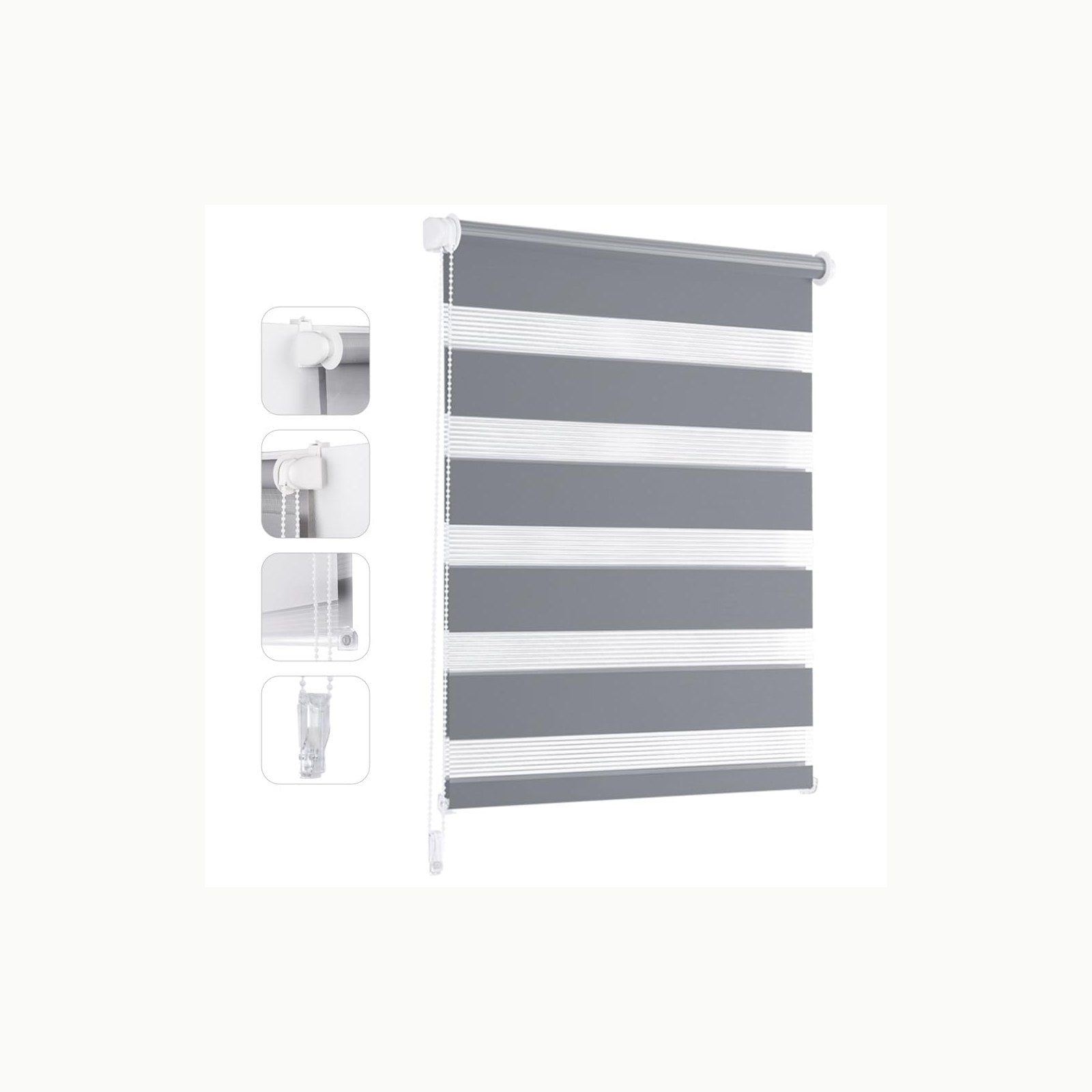 Sekey Doppelrollo Klemmfix ohne Bohren für Fenster, Doppelrollo 40 cm 