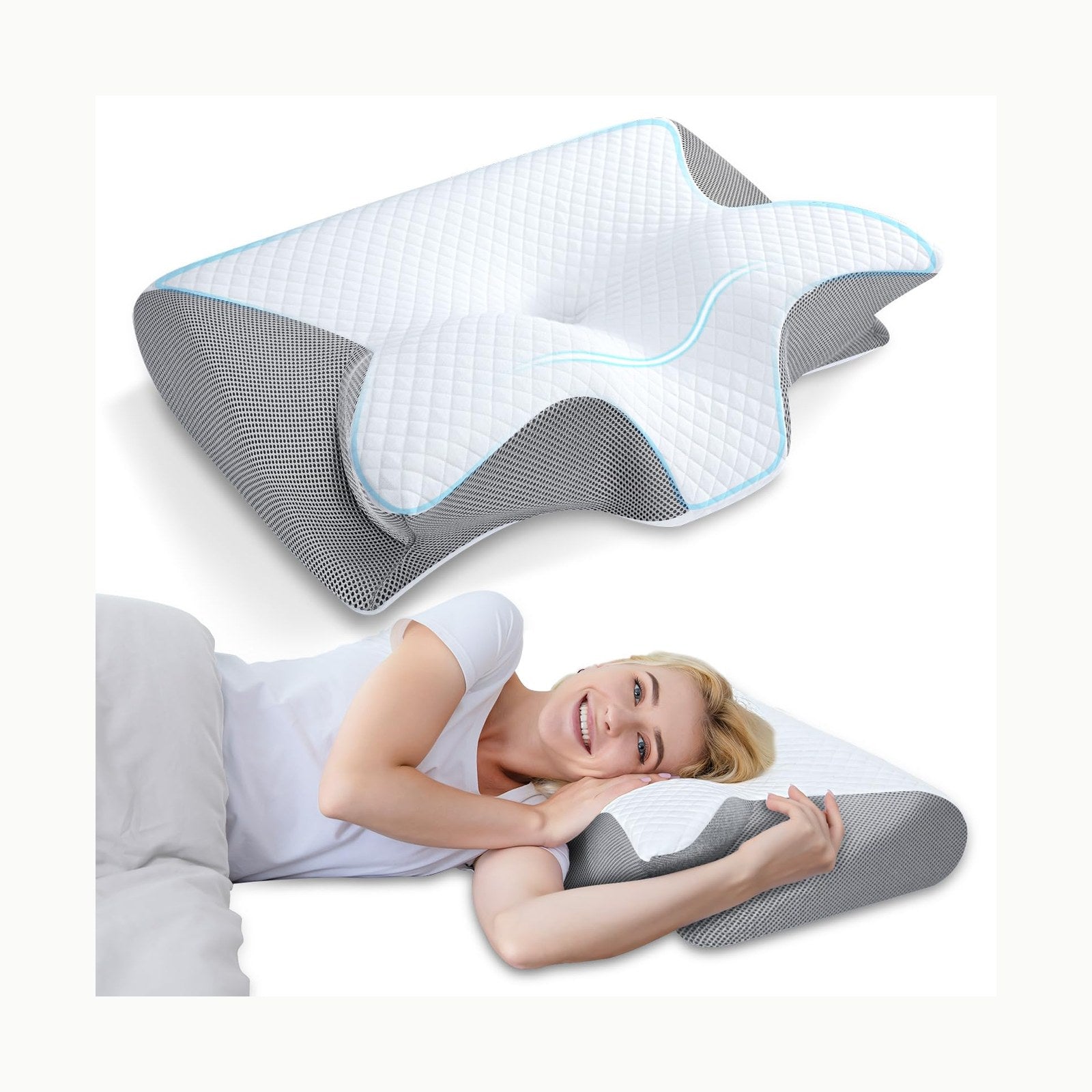 Almohada Cervical Ergonómica NVKHG Almohada Cervical de Espuma Viscoel