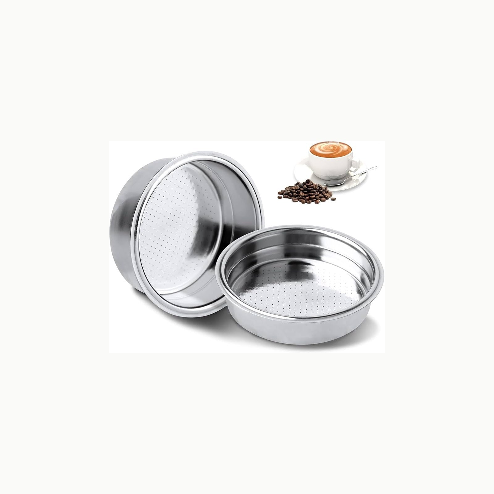 Scettar 2 Pezzi 51mm Filtri da Caffè in Acciaio Inossidabile, 1Tazze 2