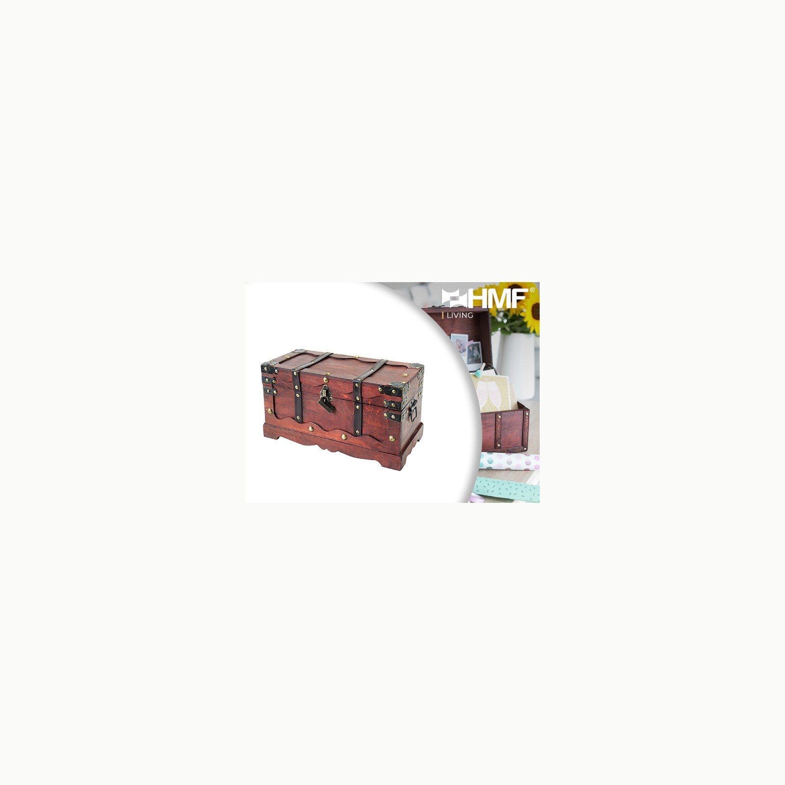 HMF 6400-140 Cofre del Tesoro de Madera con Candado \| 40 x 19 x 22