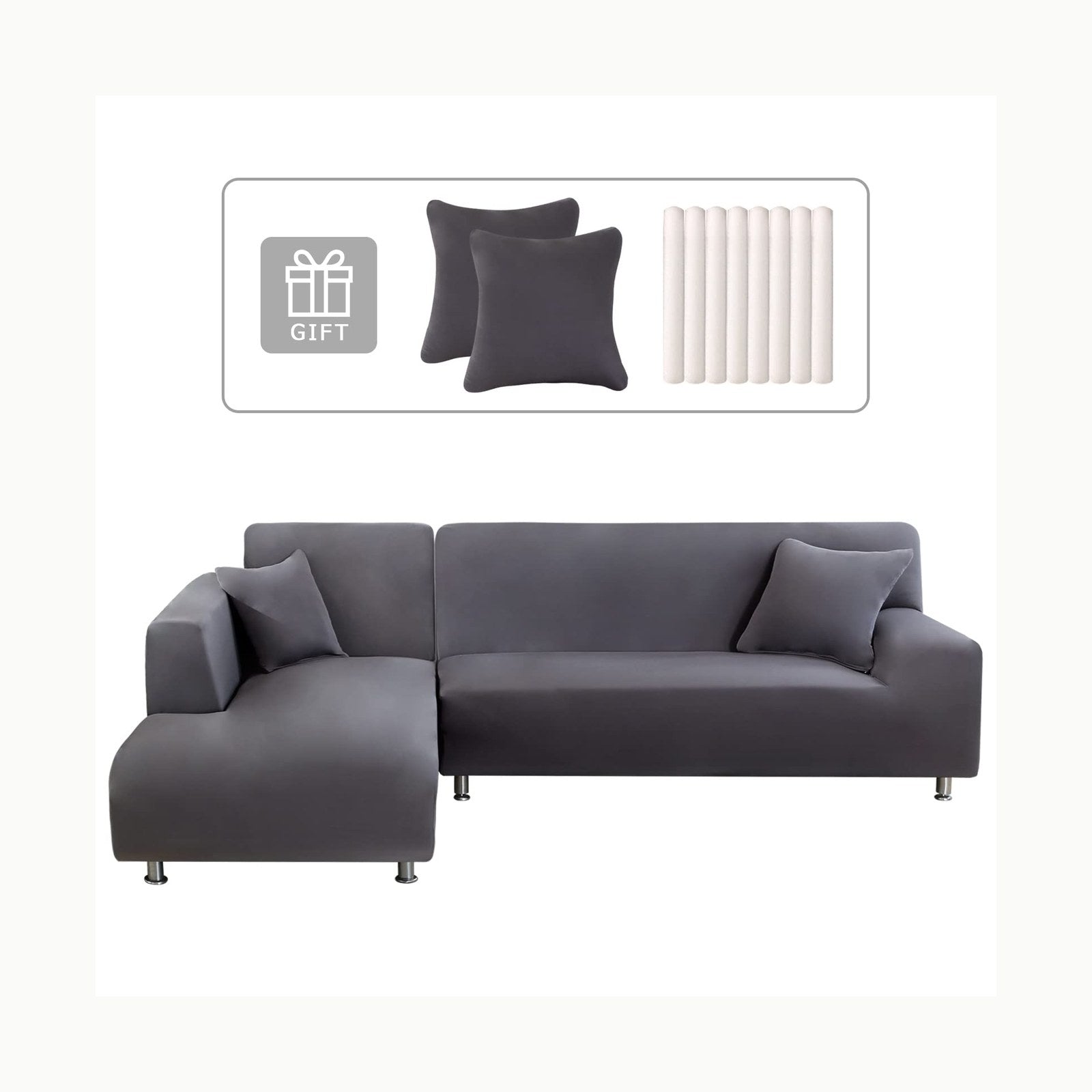Funda sofá L Lydevo Funda para Sofá Chaise Longue 2 Piezas Funda Cubre