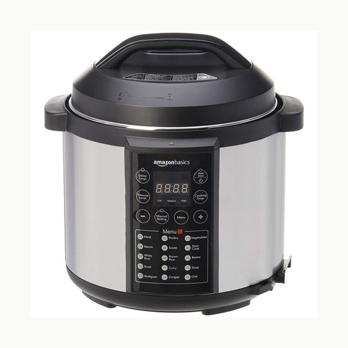 Amazon Basics Olla a presión de Acero inoxidable con vaporera y anillo