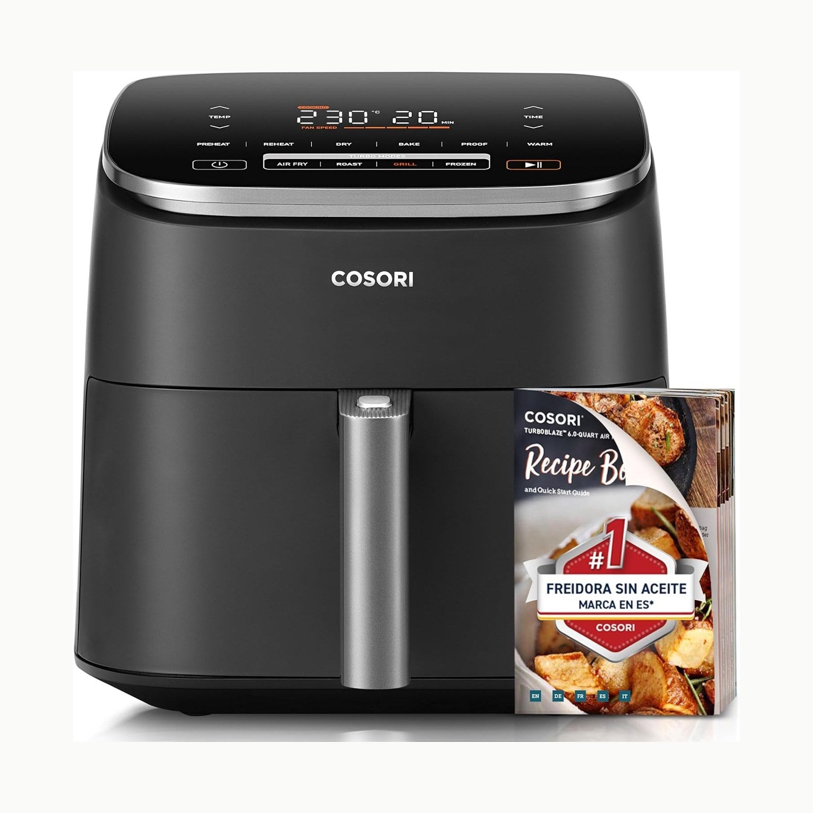 Cosori Freidora de Aire 5.5L Interior Metálico Real, Air Fryer Diseño 