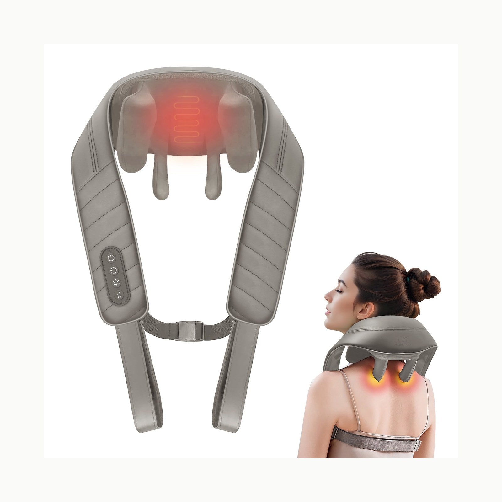 Snailax Masajeador Cervical y Espalda con Calor, Cojín de Masaje Shiat