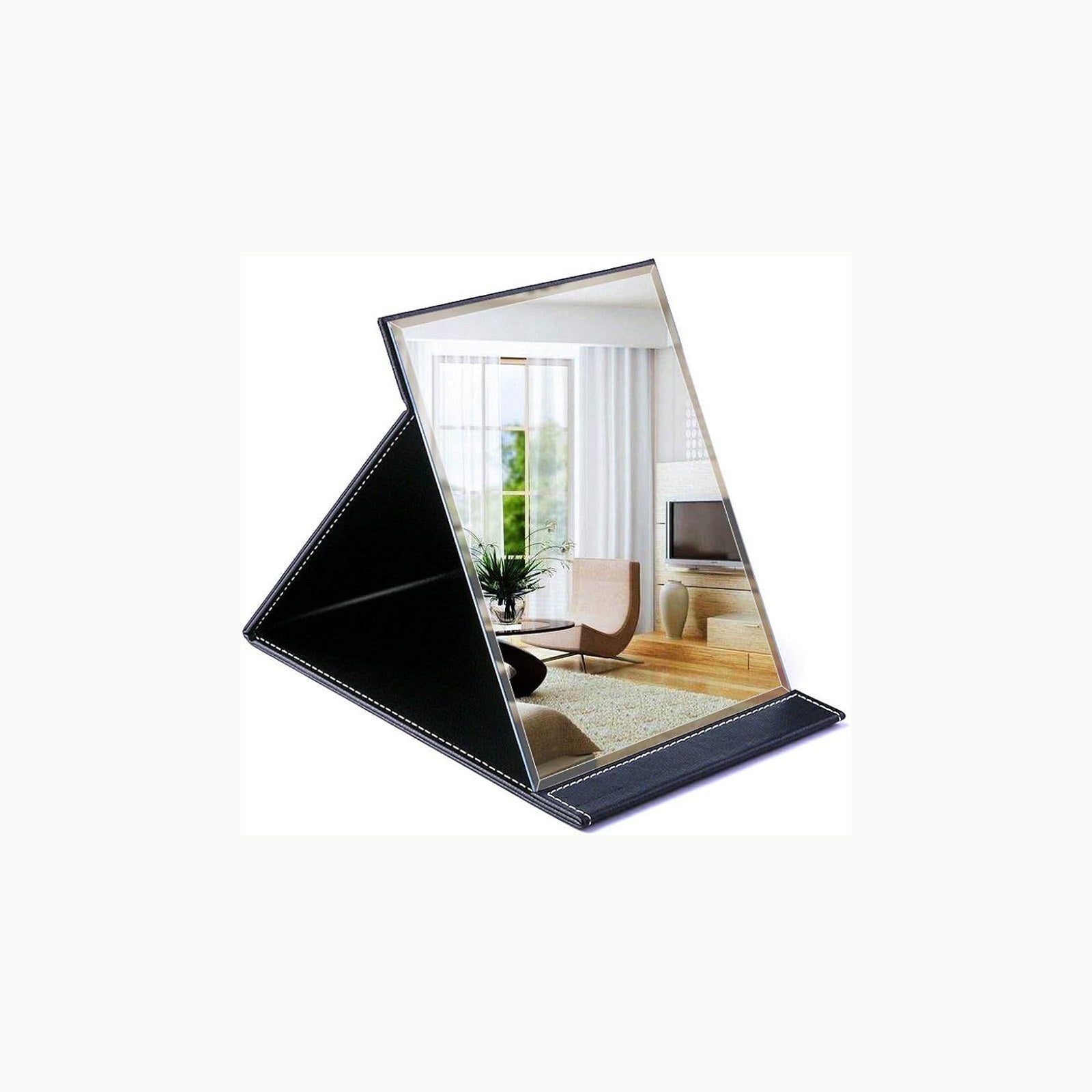 Espejo portátil Plegable, con Soporte Ajustable, Compacto y Ligero