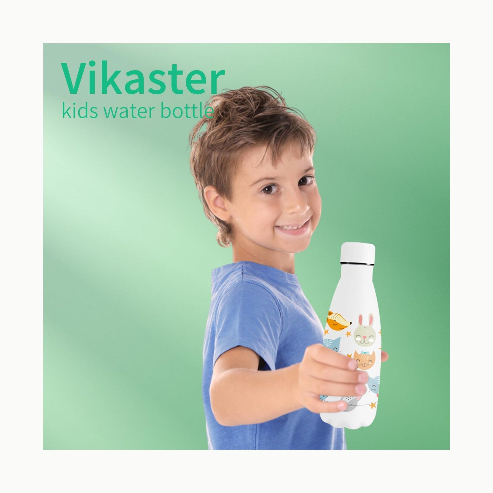 Vikaster Borraccia Termica con Cannuccia, Borraccia Termica Bambini in